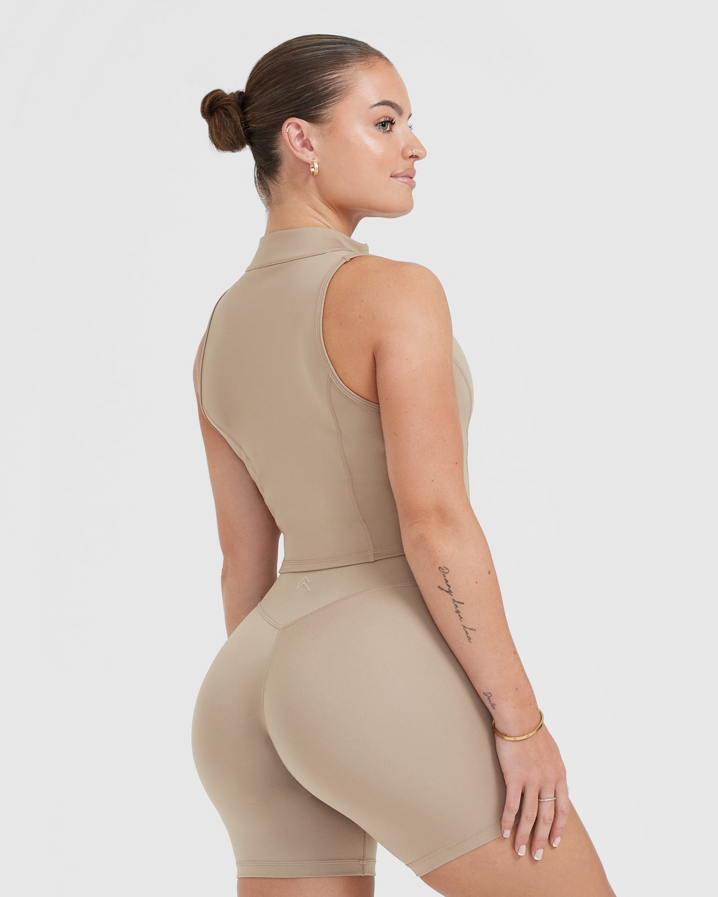 Alternative view of Timeless Half Zip Crop Tank | Sandstone