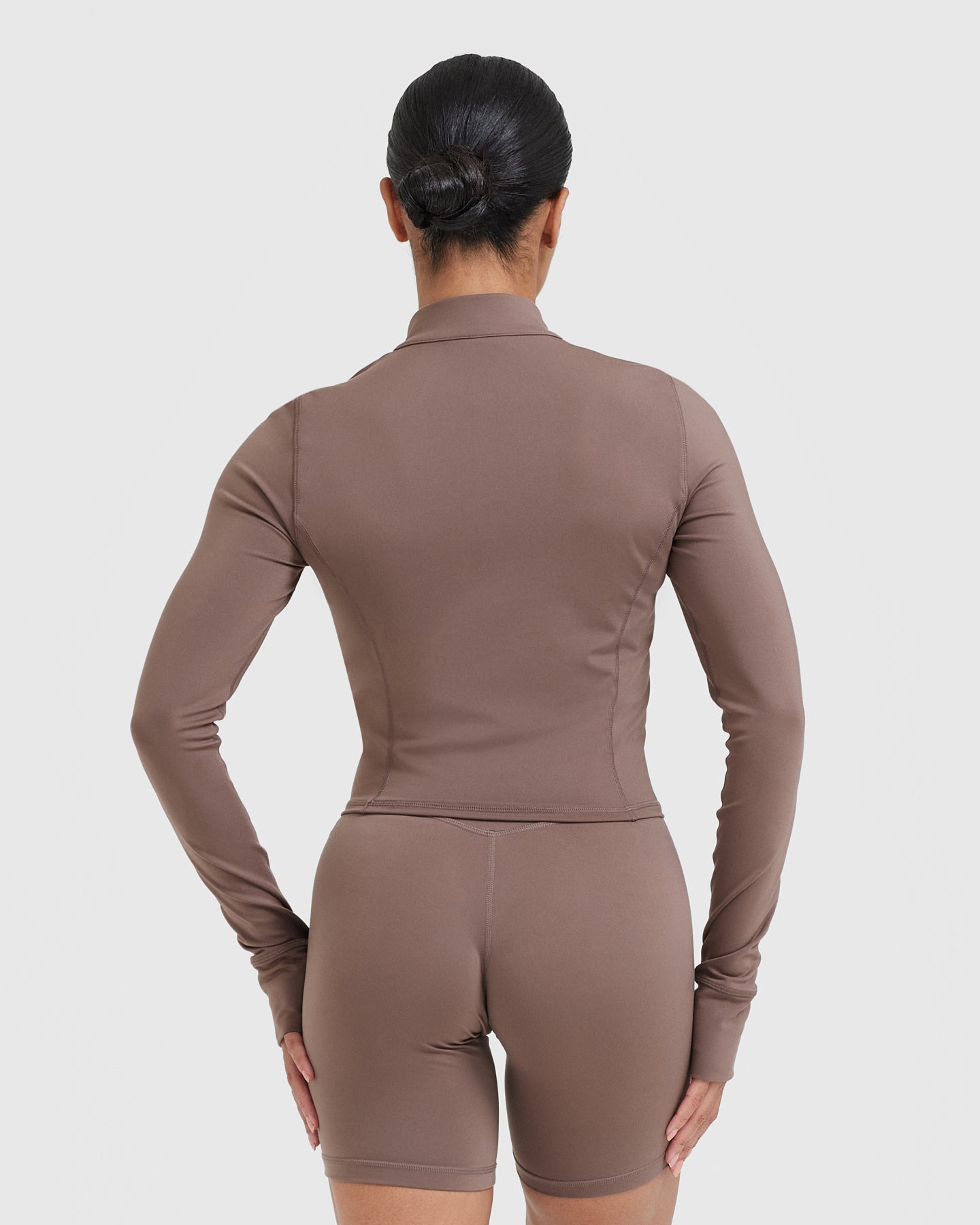 Alternative view of Timeless Half Zip Mid Long Sleeve Top | Cool Brown
