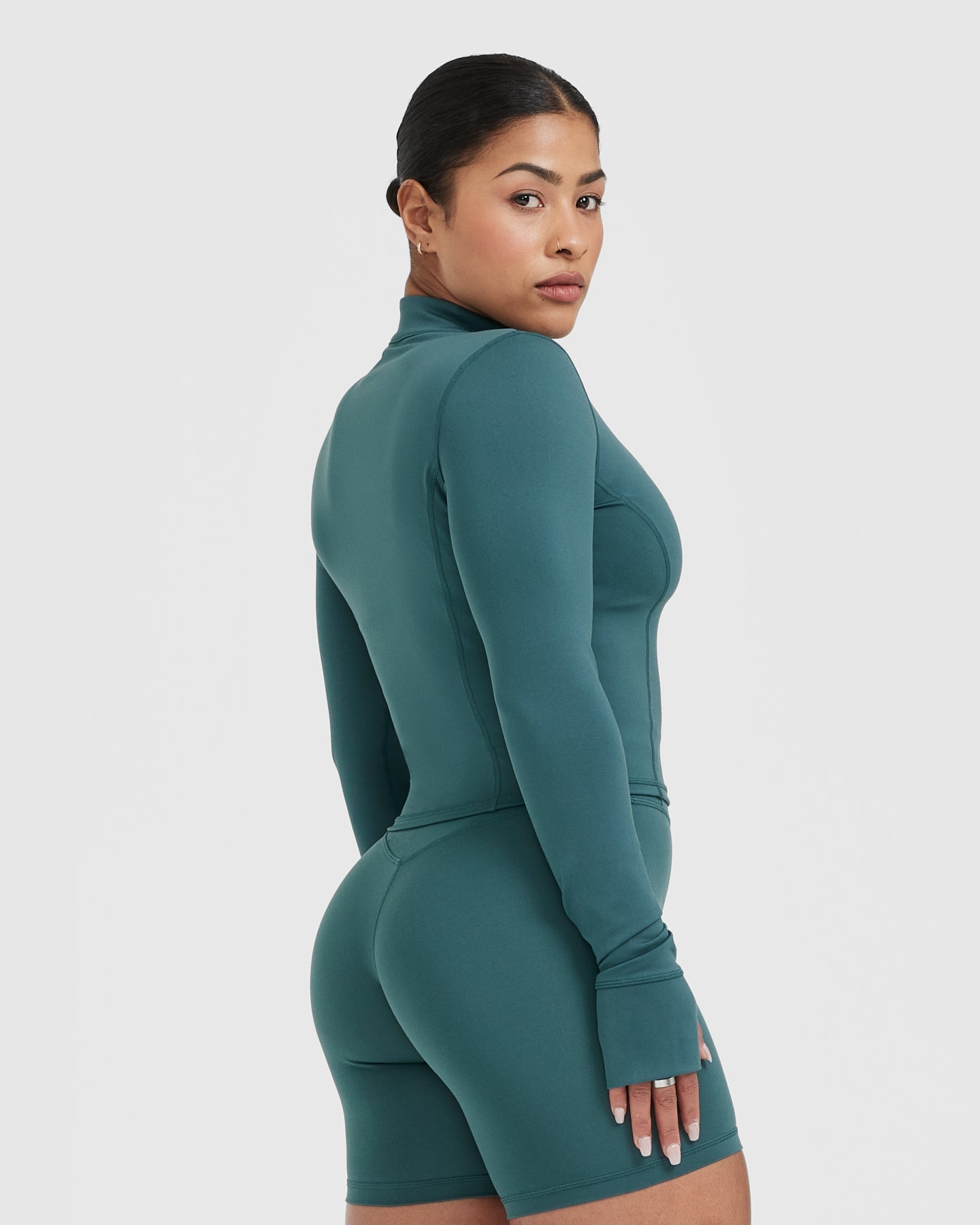 Alternative view of Timeless Half Zip Mid Long Sleeve Top | Marine Teal