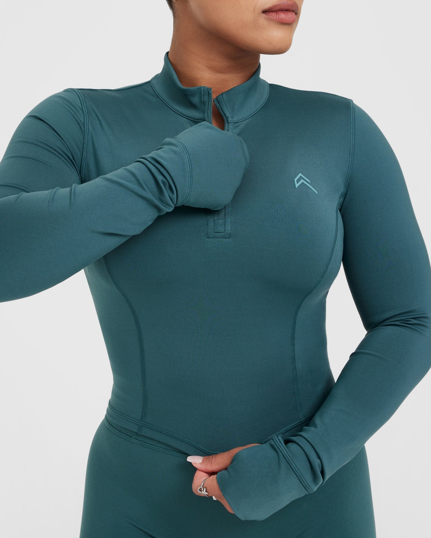 Timeless Half Zip Mid Long Sleeve Top | Marine Teal - Image 5