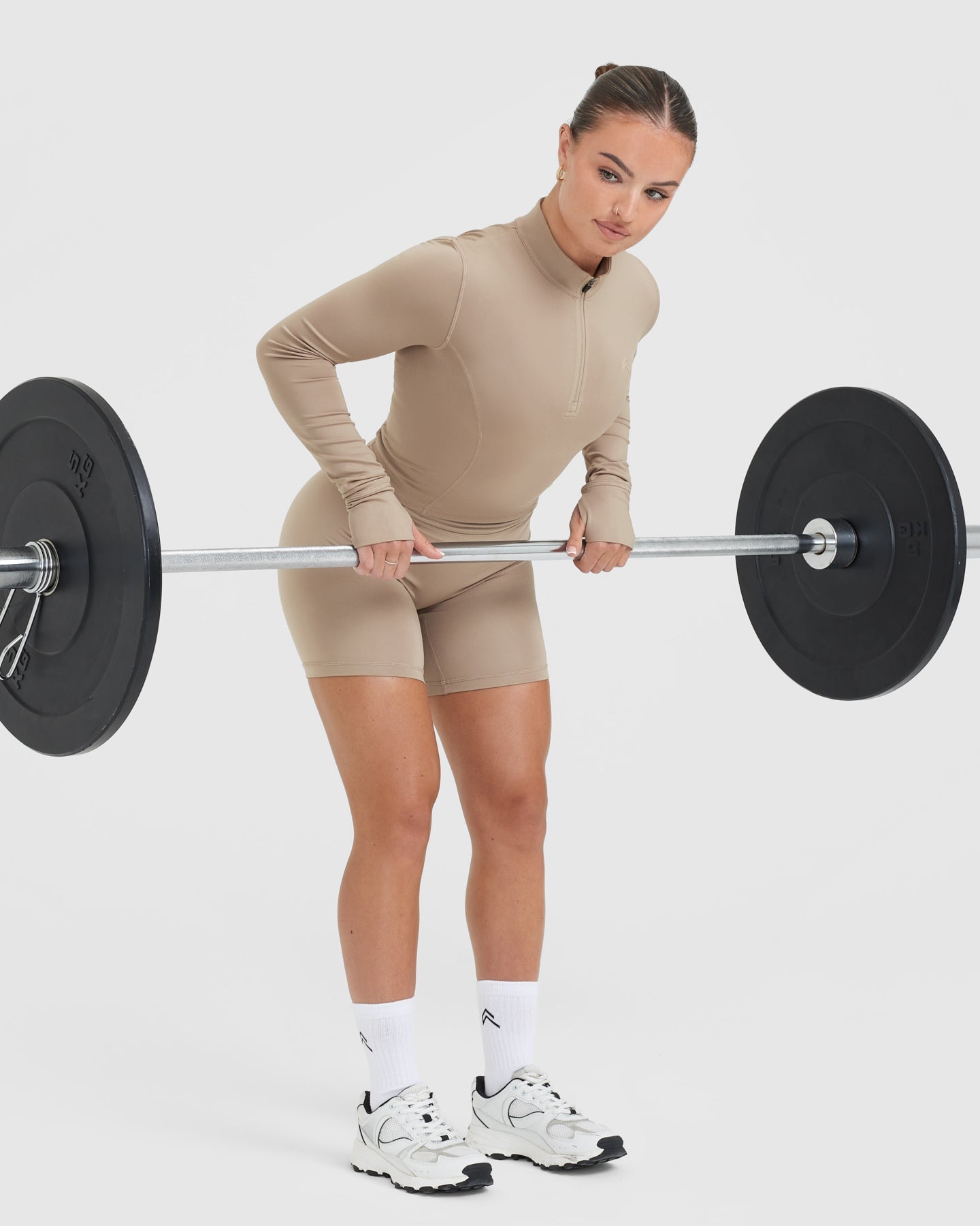 Timeless Half Zip Mid Long Sleeve Top | Sandstone - Image 5