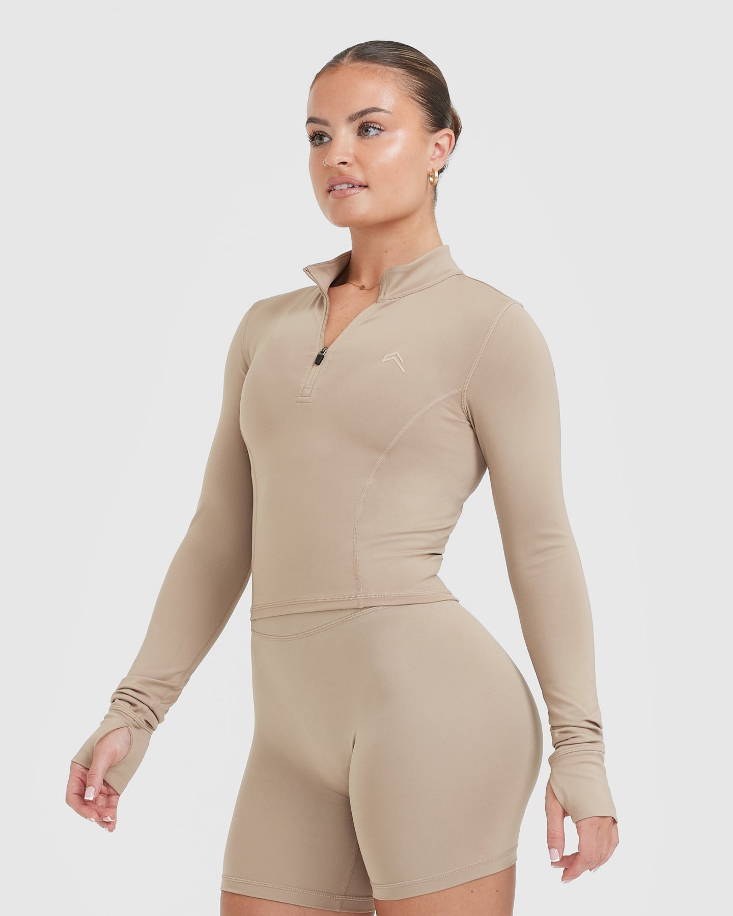 Timeless Half Zip Mid Long Sleeve Top | Sandstone - Image 3