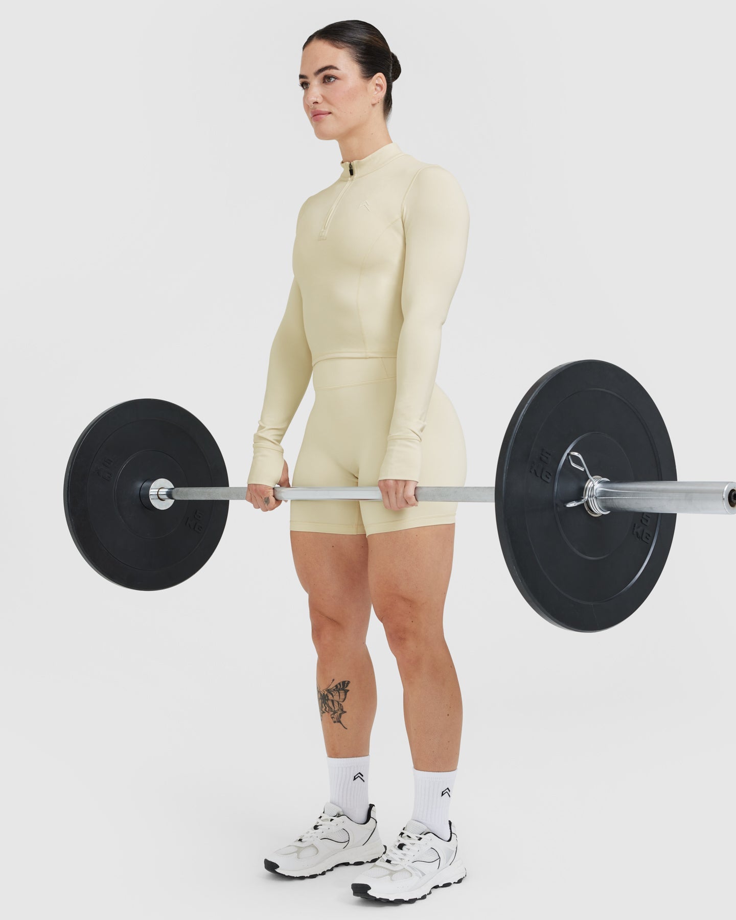 Timeless Half Zip Mid Long Sleeve Top | Vanilla - Image 3
