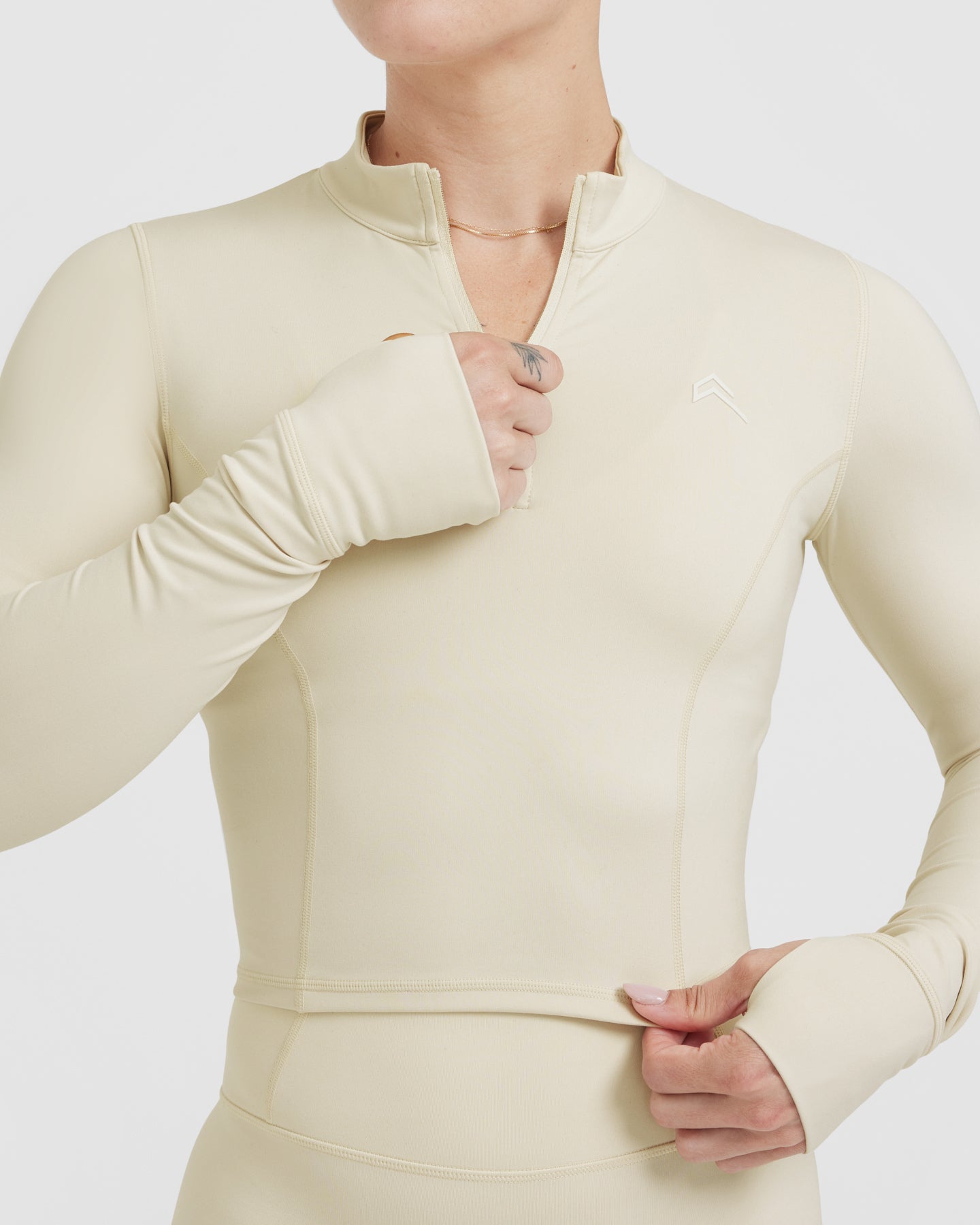 Timeless Half Zip Mid Long Sleeve Top | Vanilla - Image 4