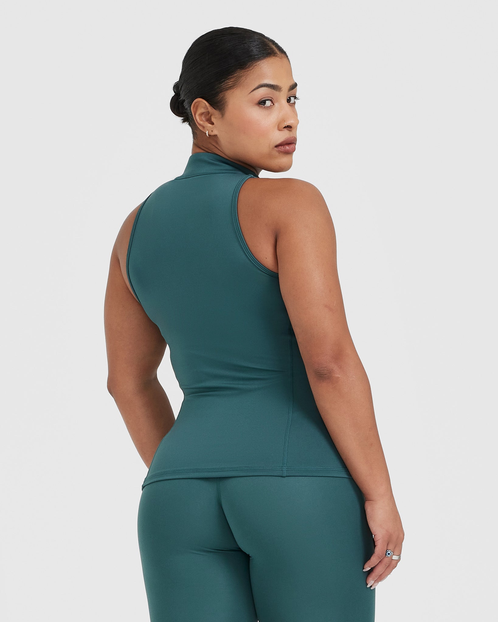 Alternative view of Timeless Half Zip Tank | Marine Teal