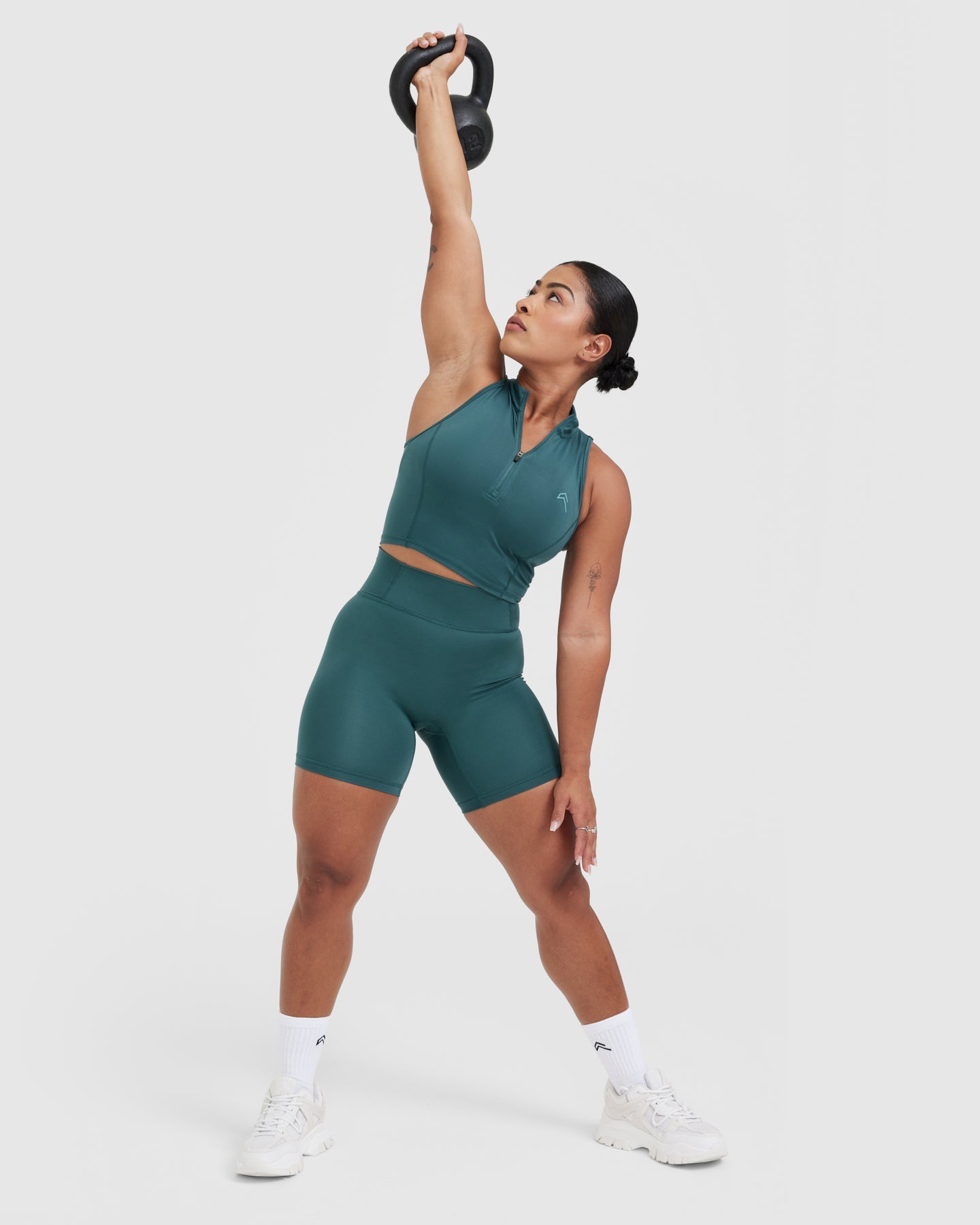 Timeless Half Zip Crop Tank | Marine Teal - Image 5