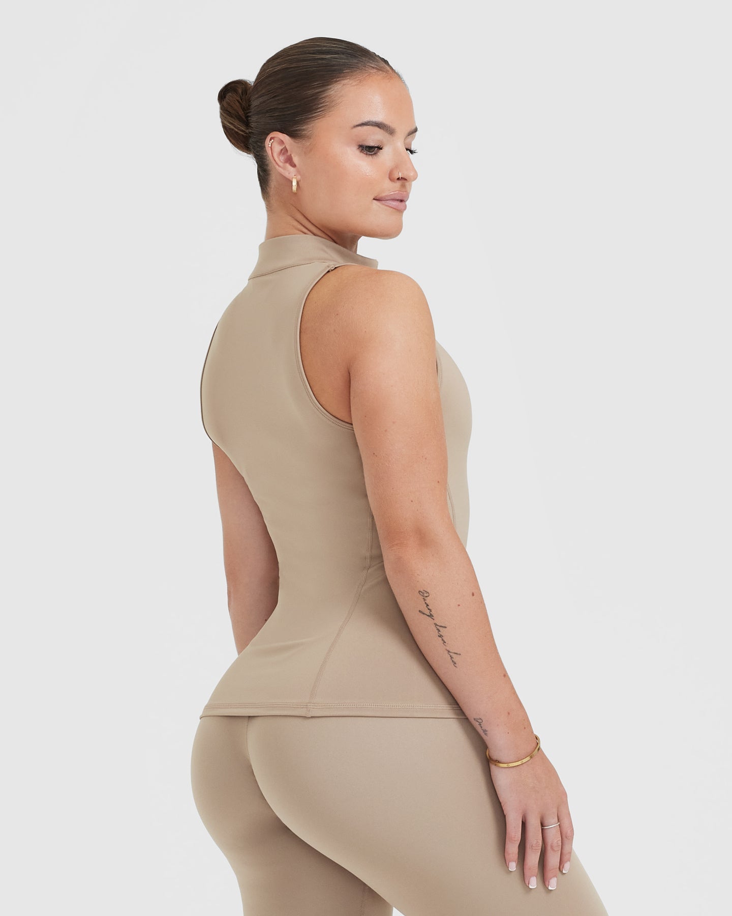 Alternative view of Timeless Half Zip Tank | Sandstone