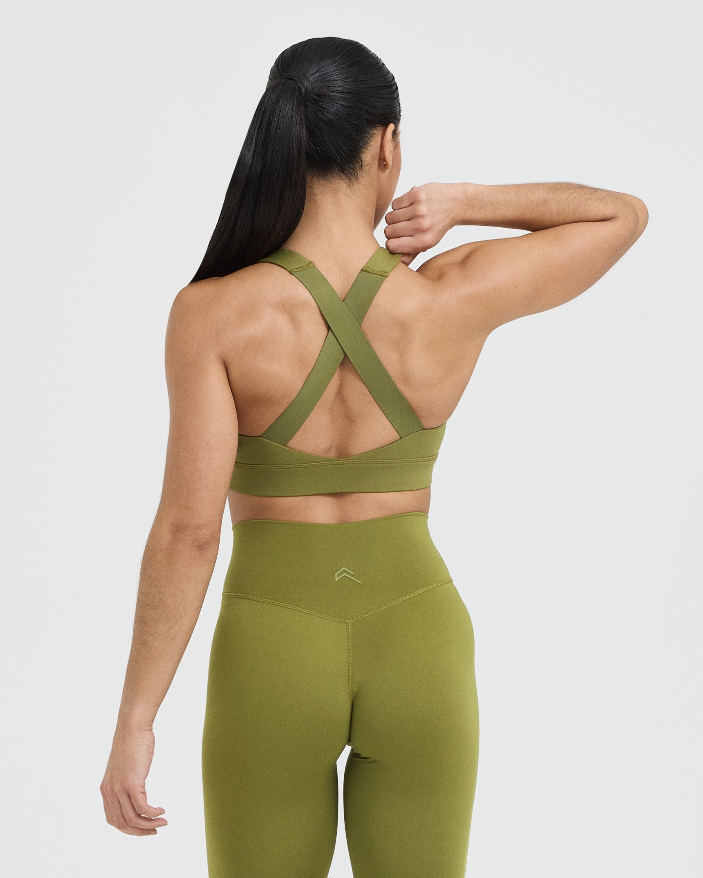 Alternative view of Timeless Wide Strap Sports Bra | Olive Green