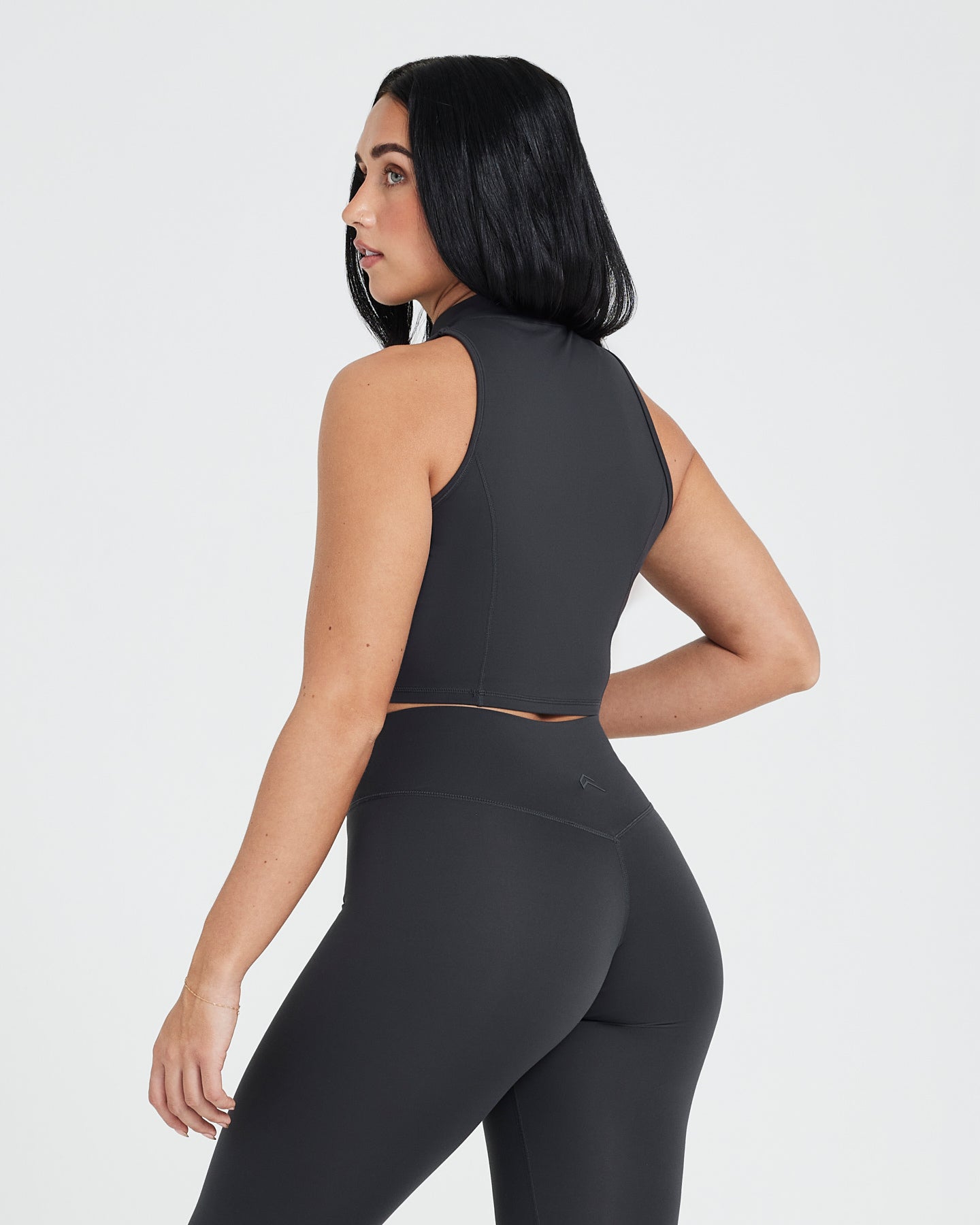 Alternative view of Timeless Half Zip Crop Tank | Coal