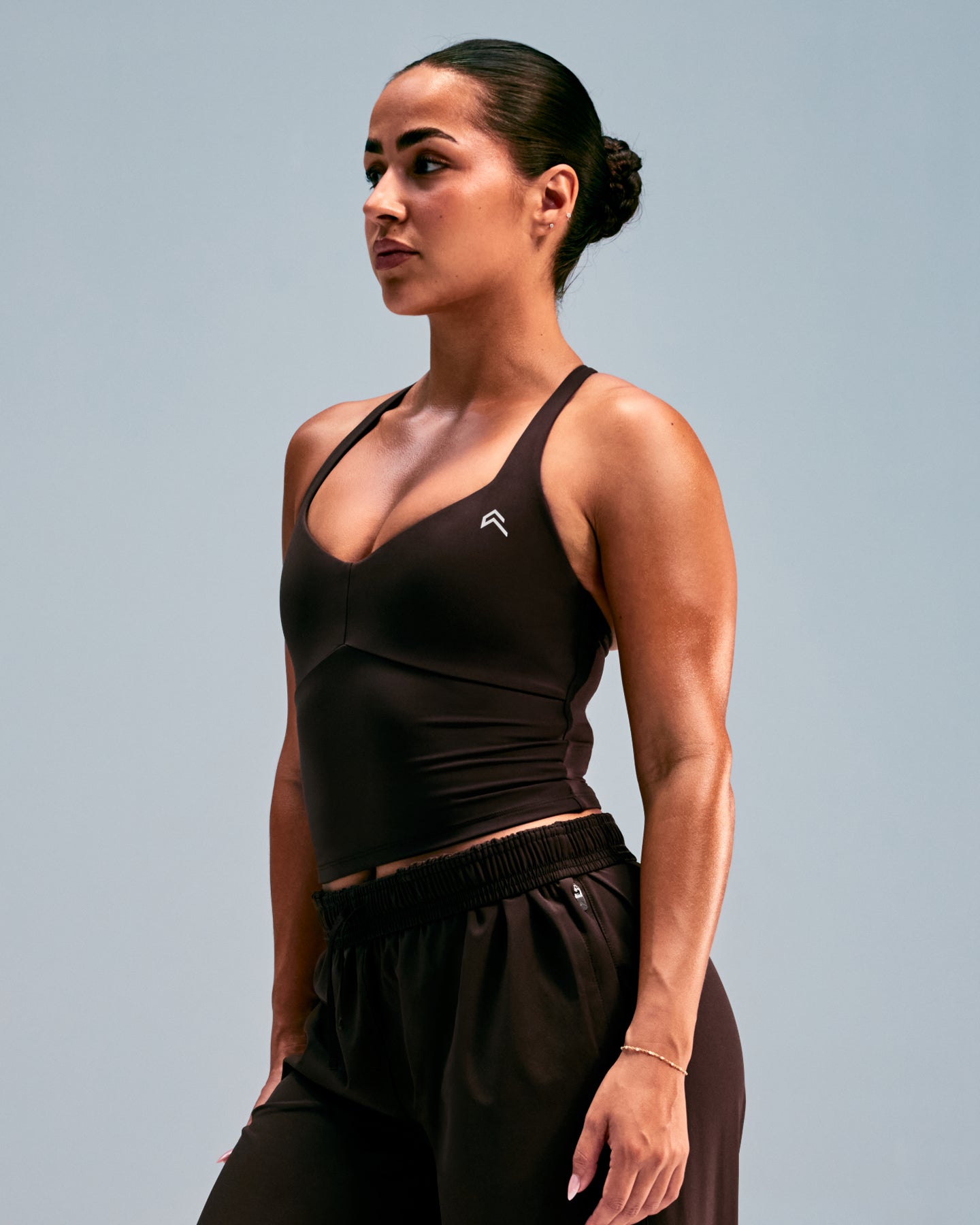 Alternative view of UnifiedMove T Back Mid Vest with Built in Bra Shelf with Reflective Logo | 70% Cocoa