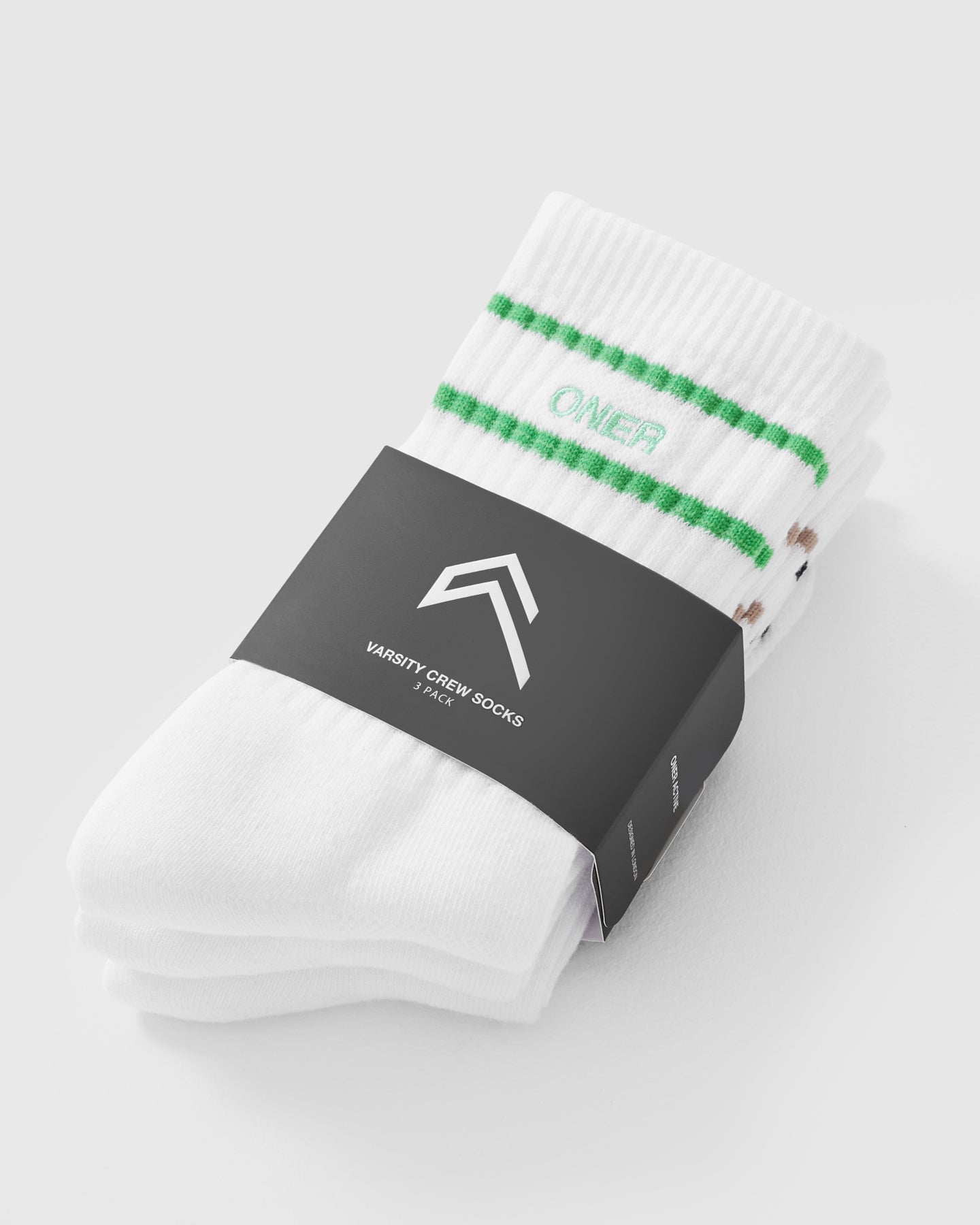 Varsity Crew Socks 3 Pack | White/Jade/Sandstone/Black - Image 4