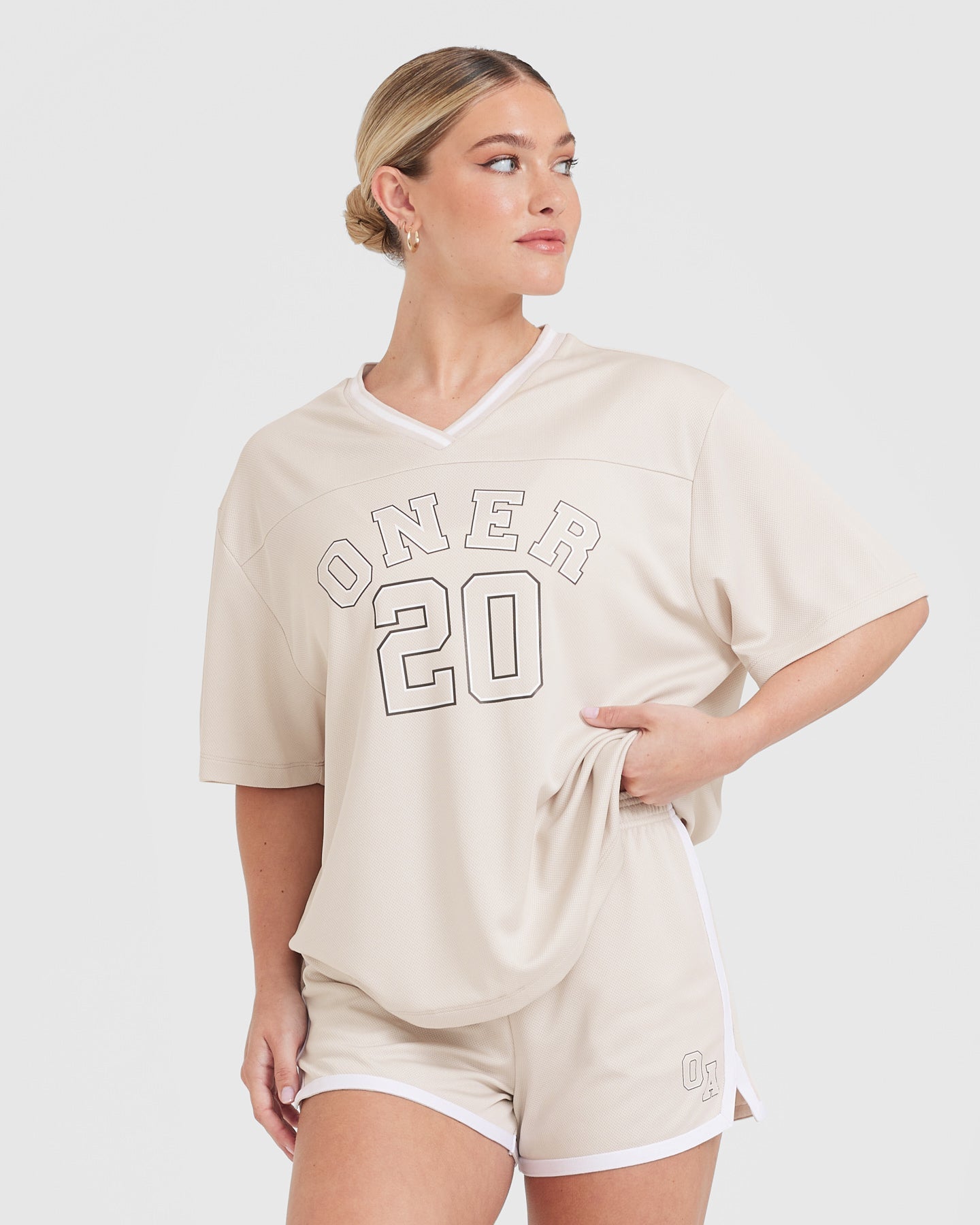 Varsity V Neck Short Sleeve T-shirt | Sand