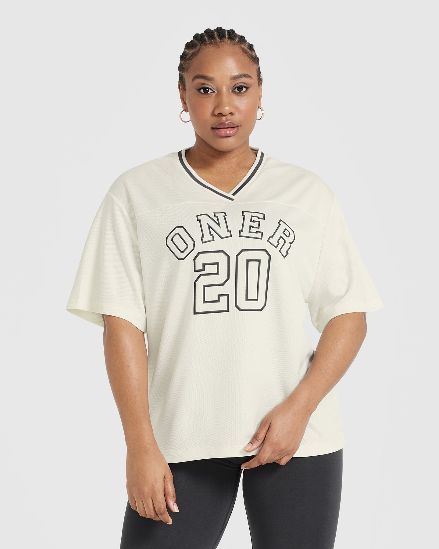 Varsity V Neck Short Sleeve T-shirt | Off White