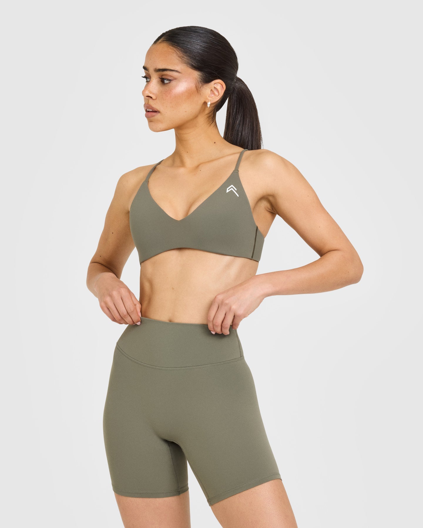 EasyLift Ultra Minimal Bralette with White Logo | Alpine Green