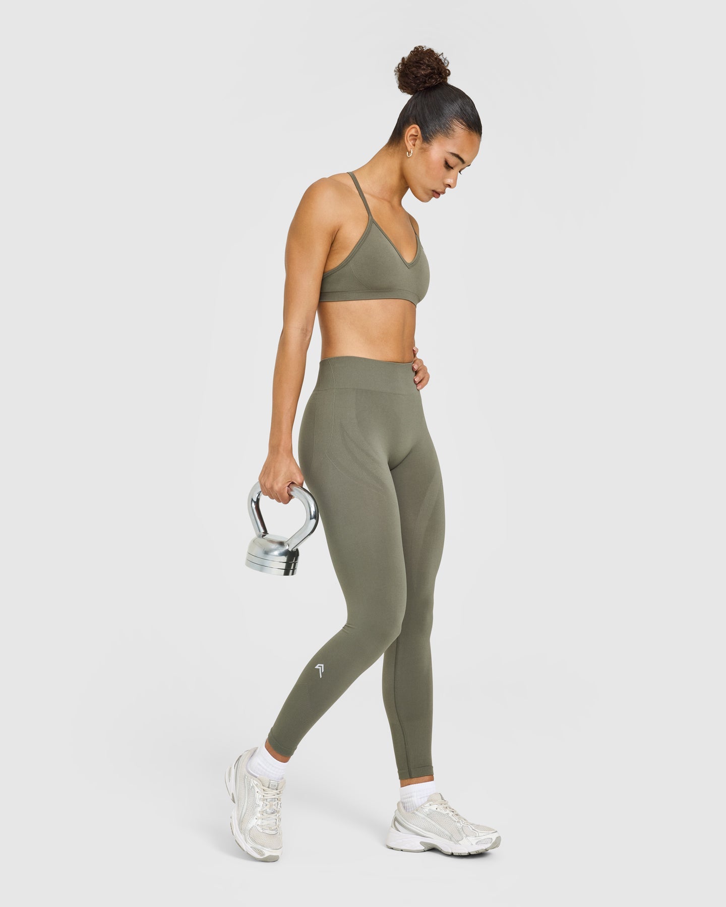 EnhanceLift Seamless Leggings with White Logo | Alpine Green - Image 3