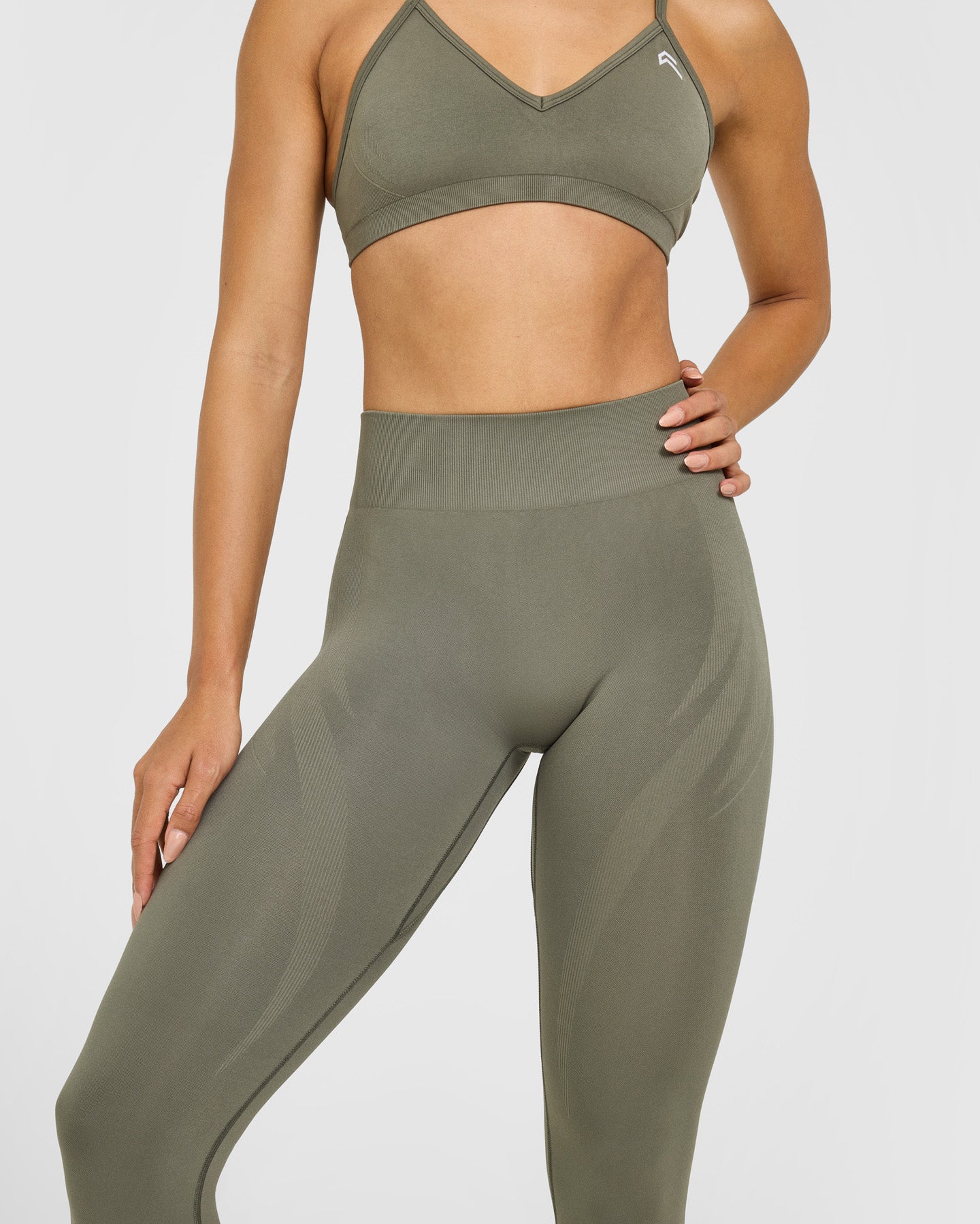 EnhanceLift Seamless Leggings with White Logo | Alpine Green - Image 5