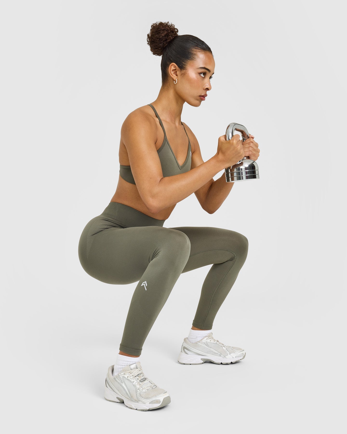 EnhanceLift Seamless Leggings with White Logo | Alpine Green - Image 6