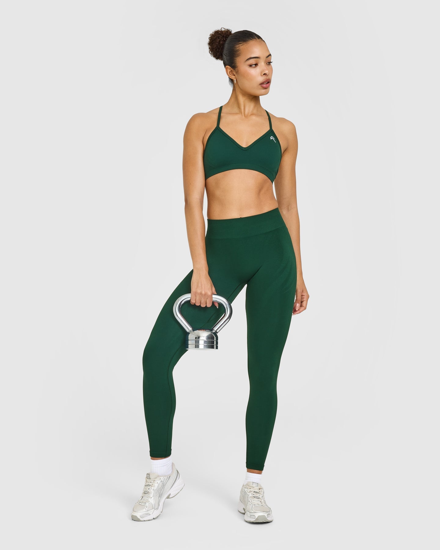 EnhanceLift Seamless Leggings with White Logo | Racing Green - Image 3