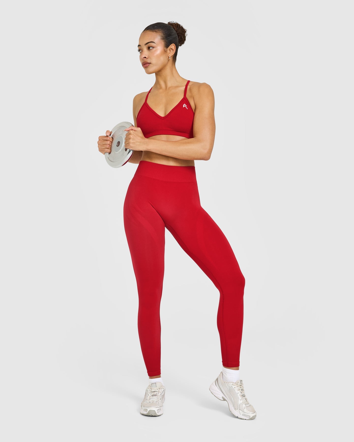EnhanceLift Seamless Leggings with White Logo | Light Toasted Red - Image 3