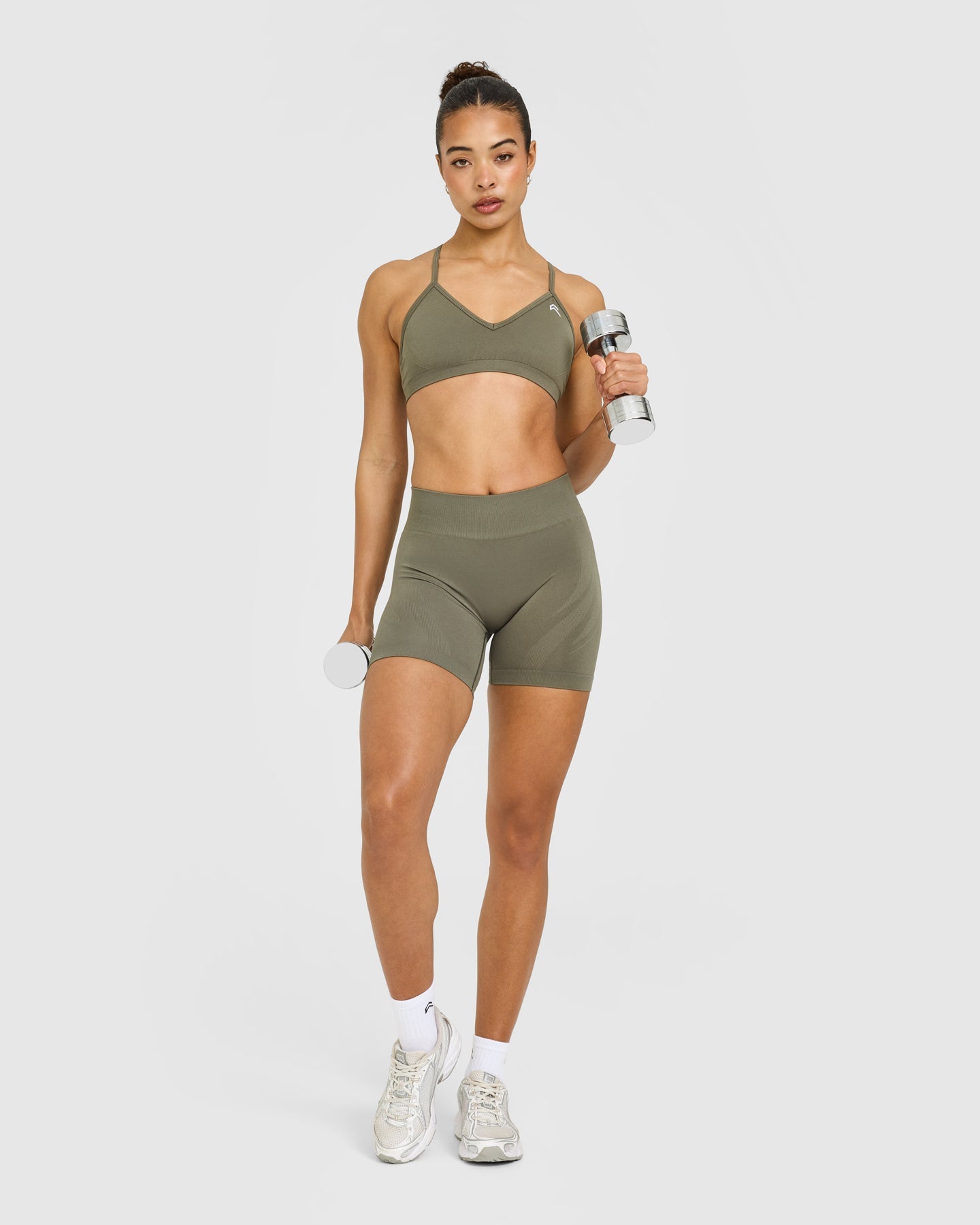EnhanceLift Seamless Shorts with White Logo | Alpine Green - Image 3