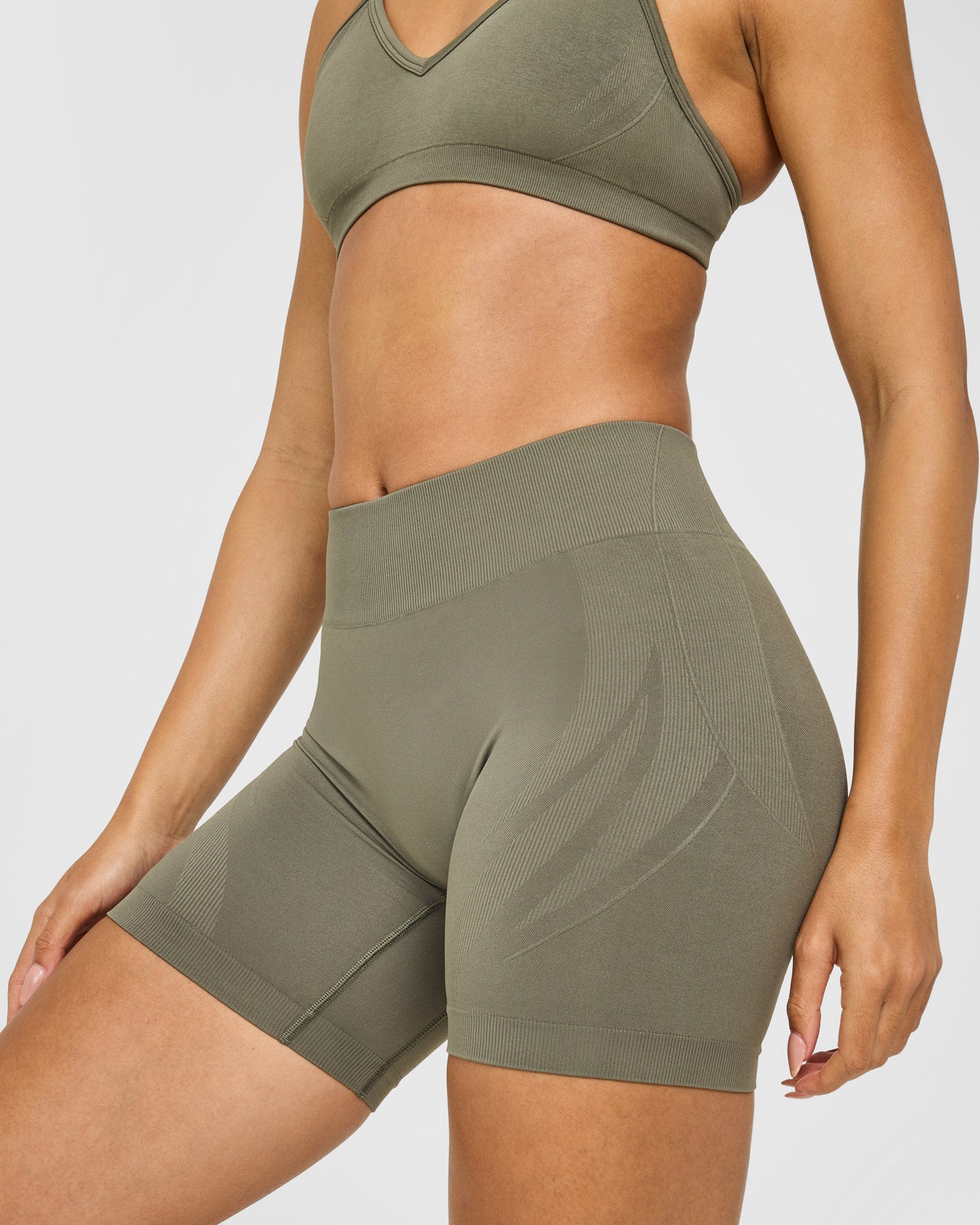 EnhanceLift Seamless Shorts with White Logo | Alpine Green - Image 5