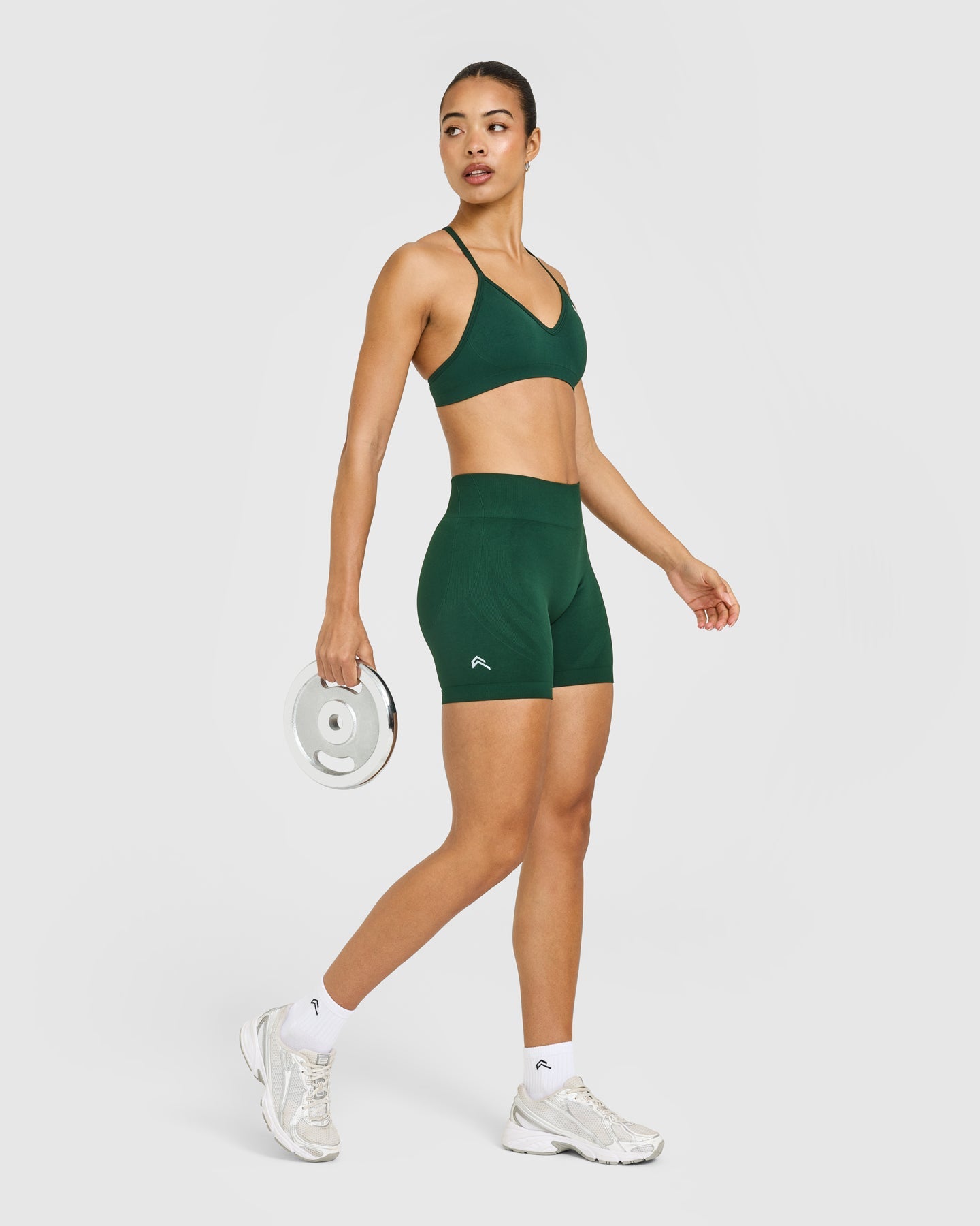 EnhanceLift Seamless Shorts with White Logo | Racing Green - Image 3