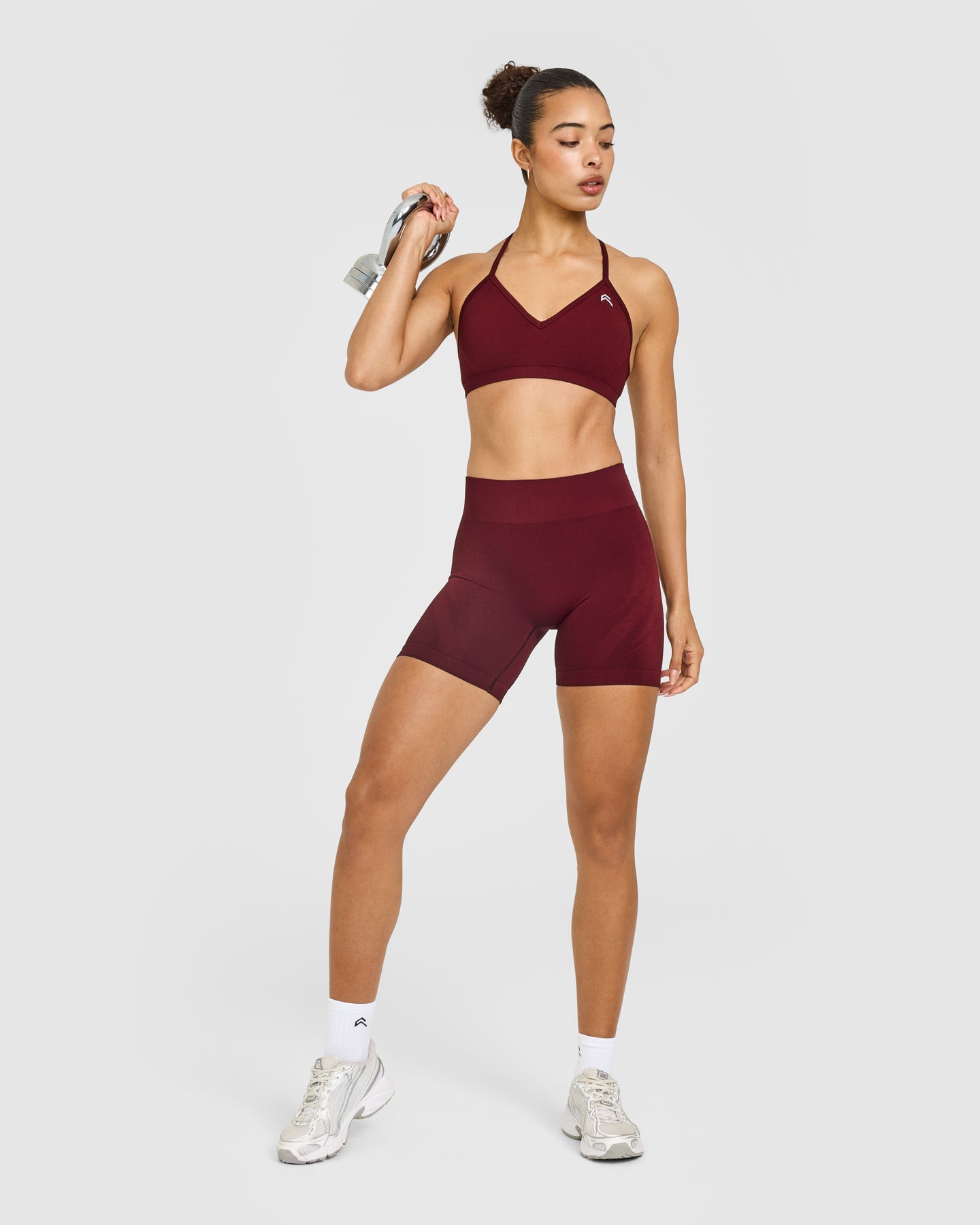 EnhanceLift Seamless Shorts with White Logo | Rosewood - Image 3