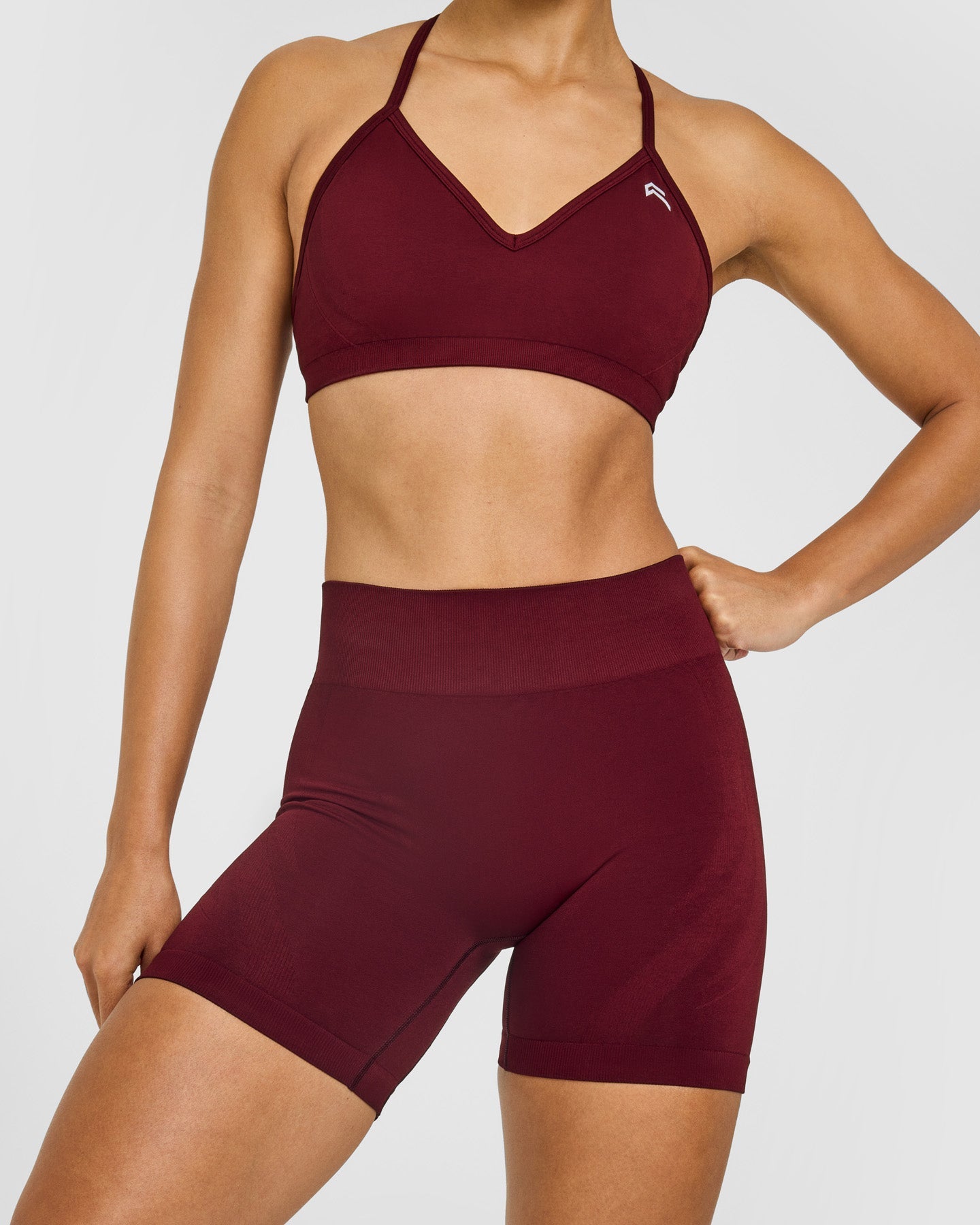 EnhanceLift Seamless Shorts with White Logo | Rosewood - Image 5