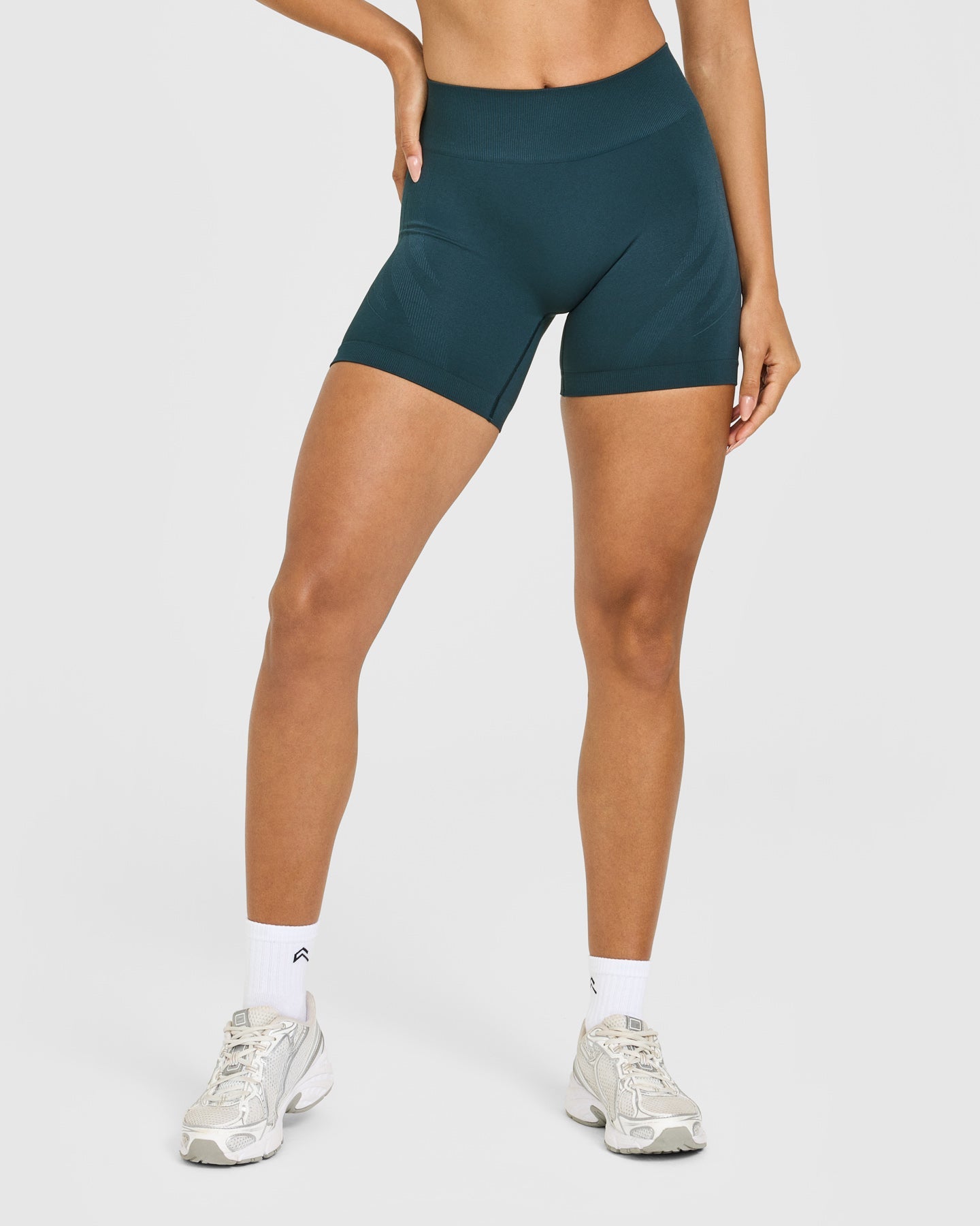 EnhanceLift Seamless Shorts with White Logo | Washed Oil Blue - Image 6