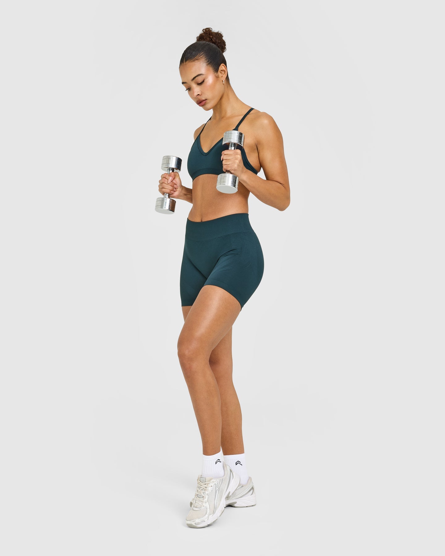 EnhanceLift Seamless Shorts with White Logo | Washed Oil Blue - Image 3