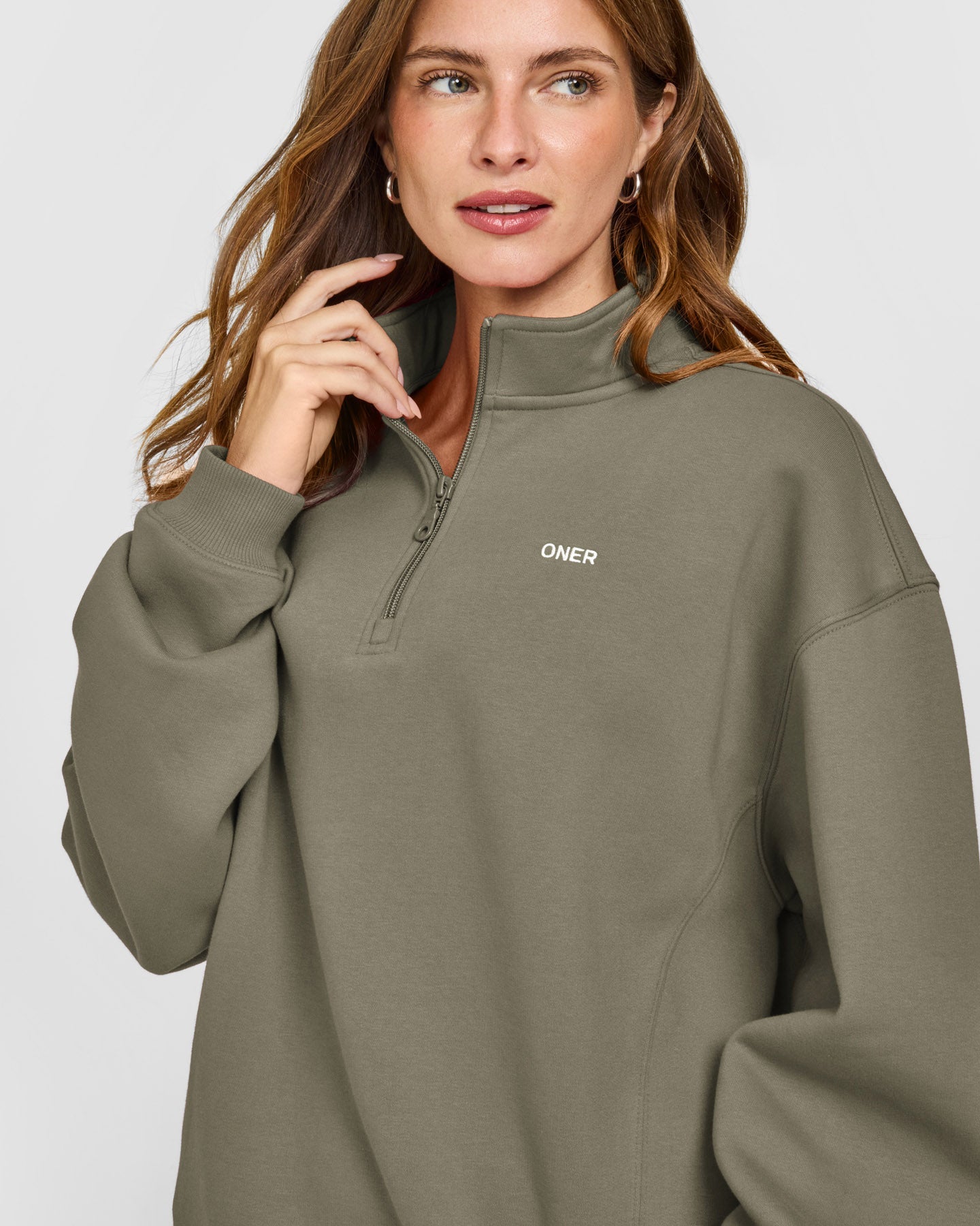 Alternative view of Foundations 1/4 Zip Sweatshirt | Alpine Green