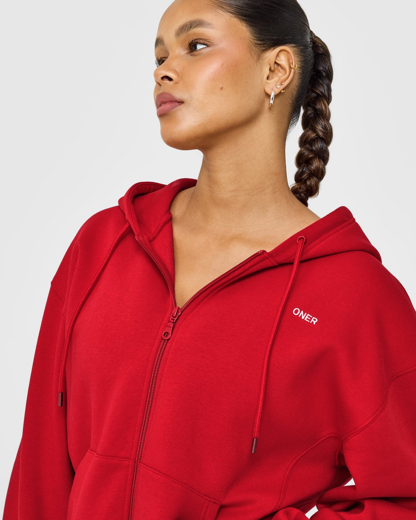 Foundations Zip Through Hoodie | Toasted Red - Image 4