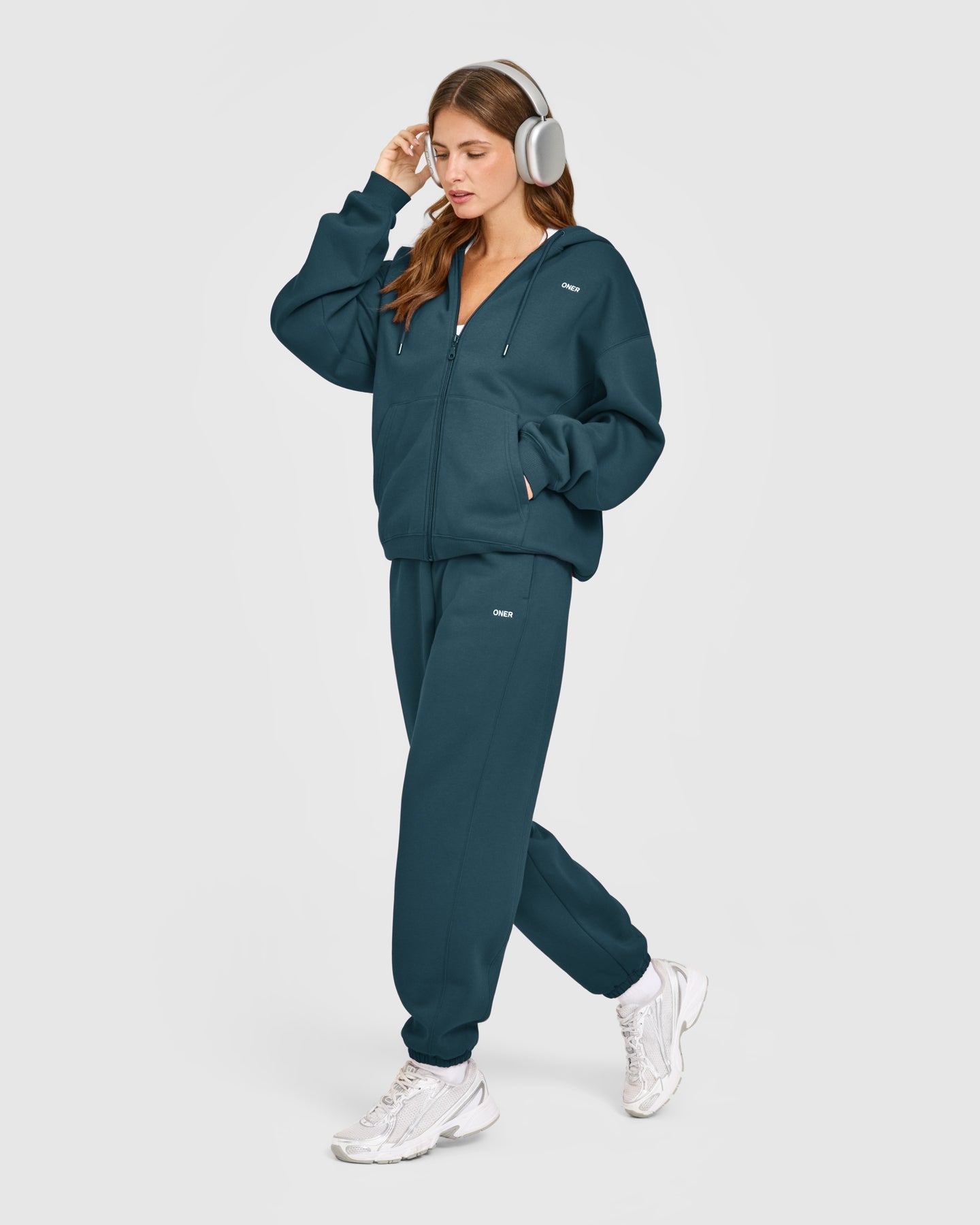 Foundations Zip Through Hoodie | Oil Blue - Image 3