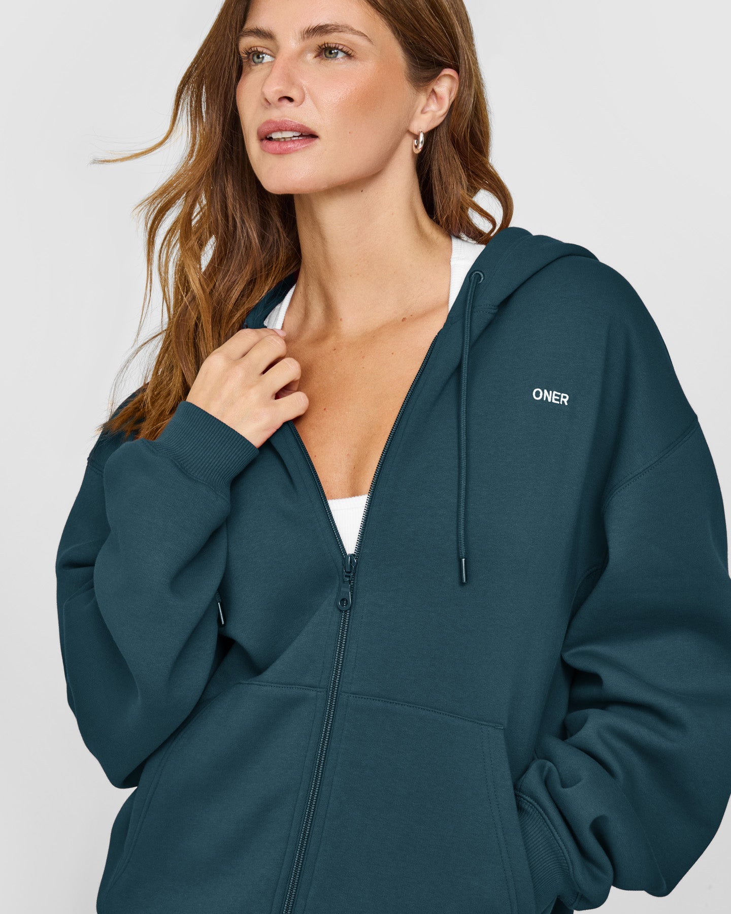 Foundations Zip Through Hoodie | Oil Blue - Image 5