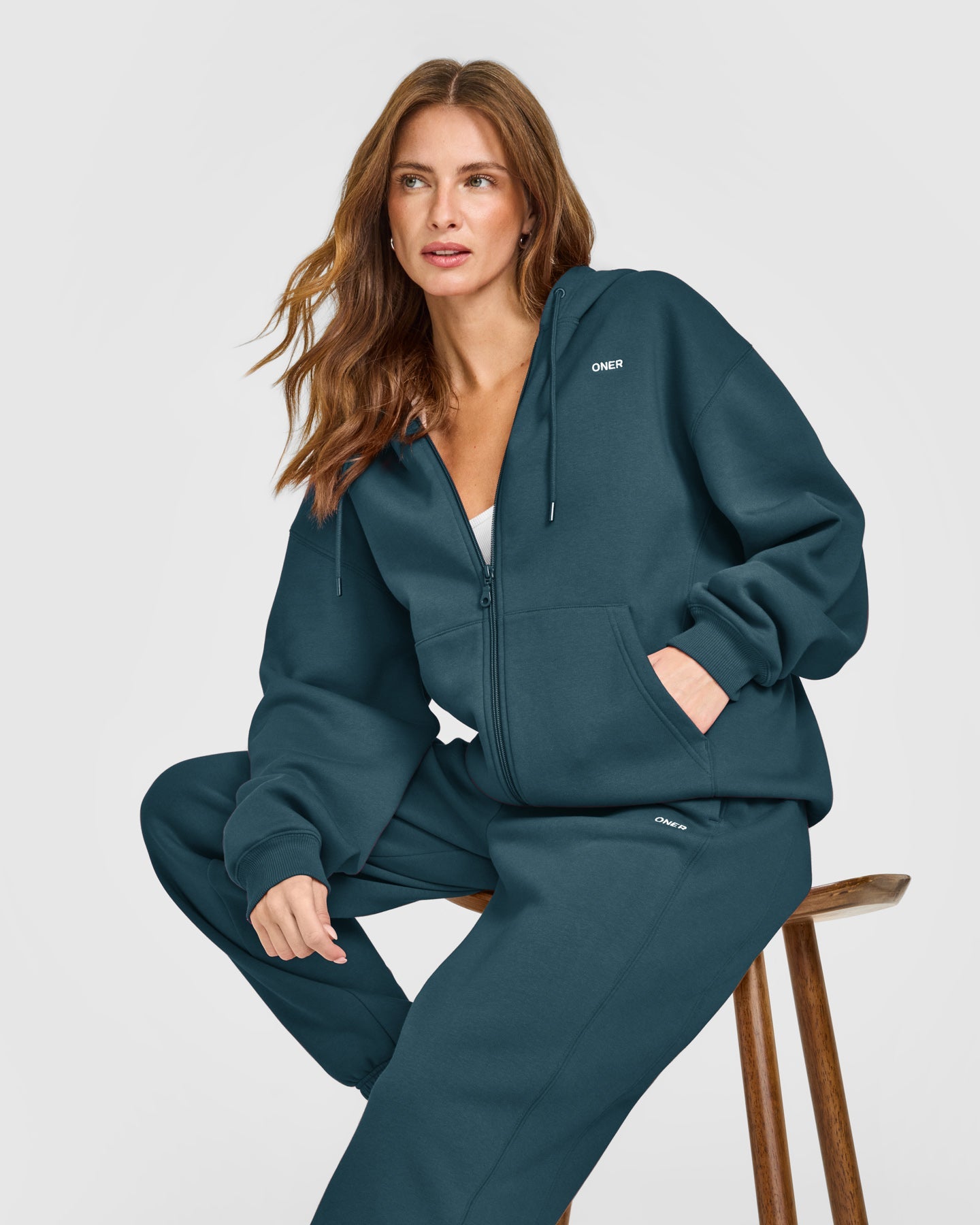 Foundations Zip Through Hoodie | Oil Blue - Image 6