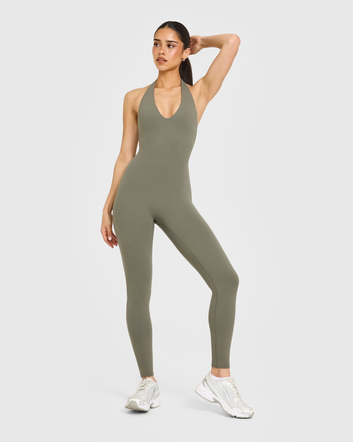 SoftMotion Halter Neck All In One Long with White Logo | Alpine Green