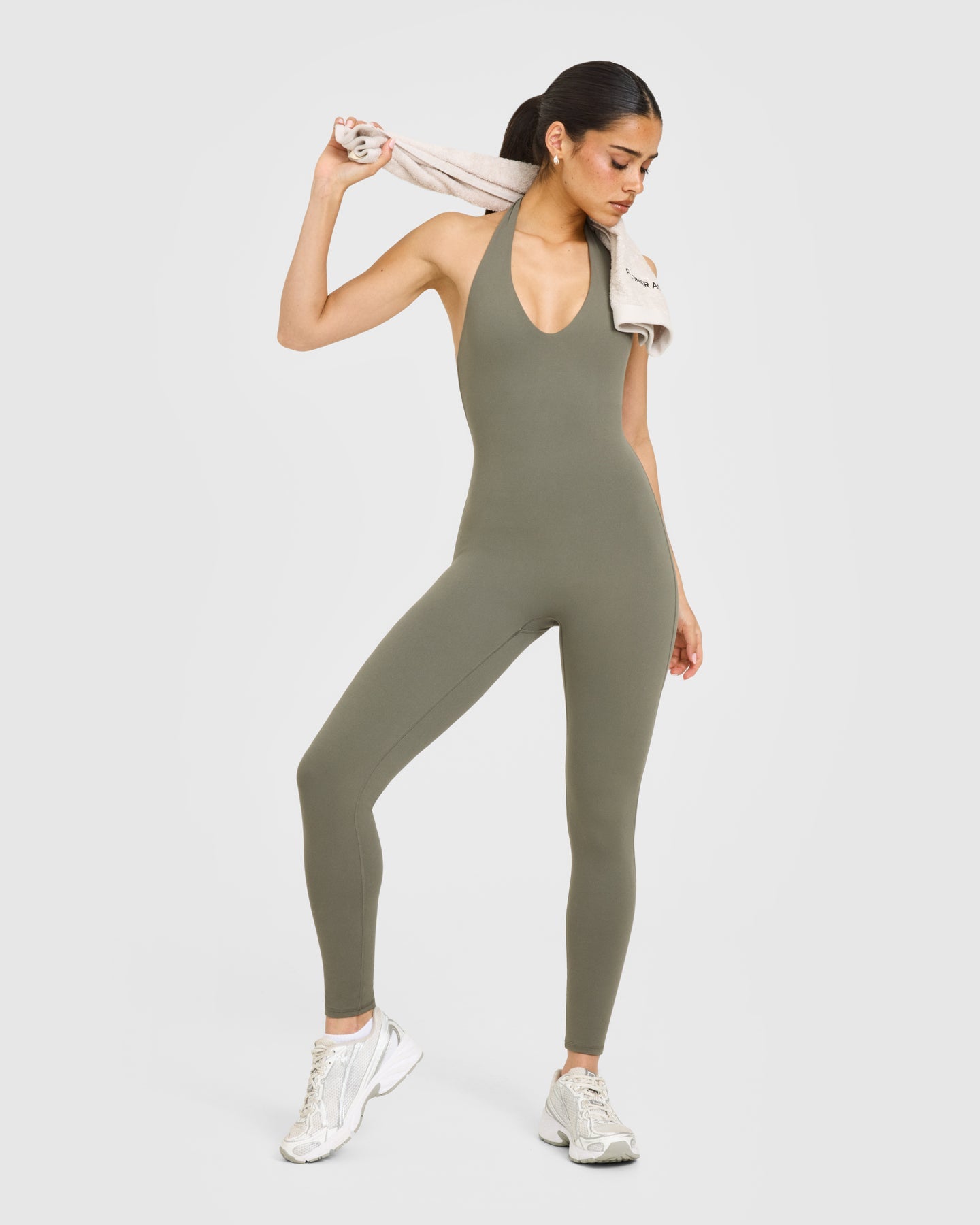 SoftMotion Halter Neck All In One Long with White Logo | Alpine Green - Image 3