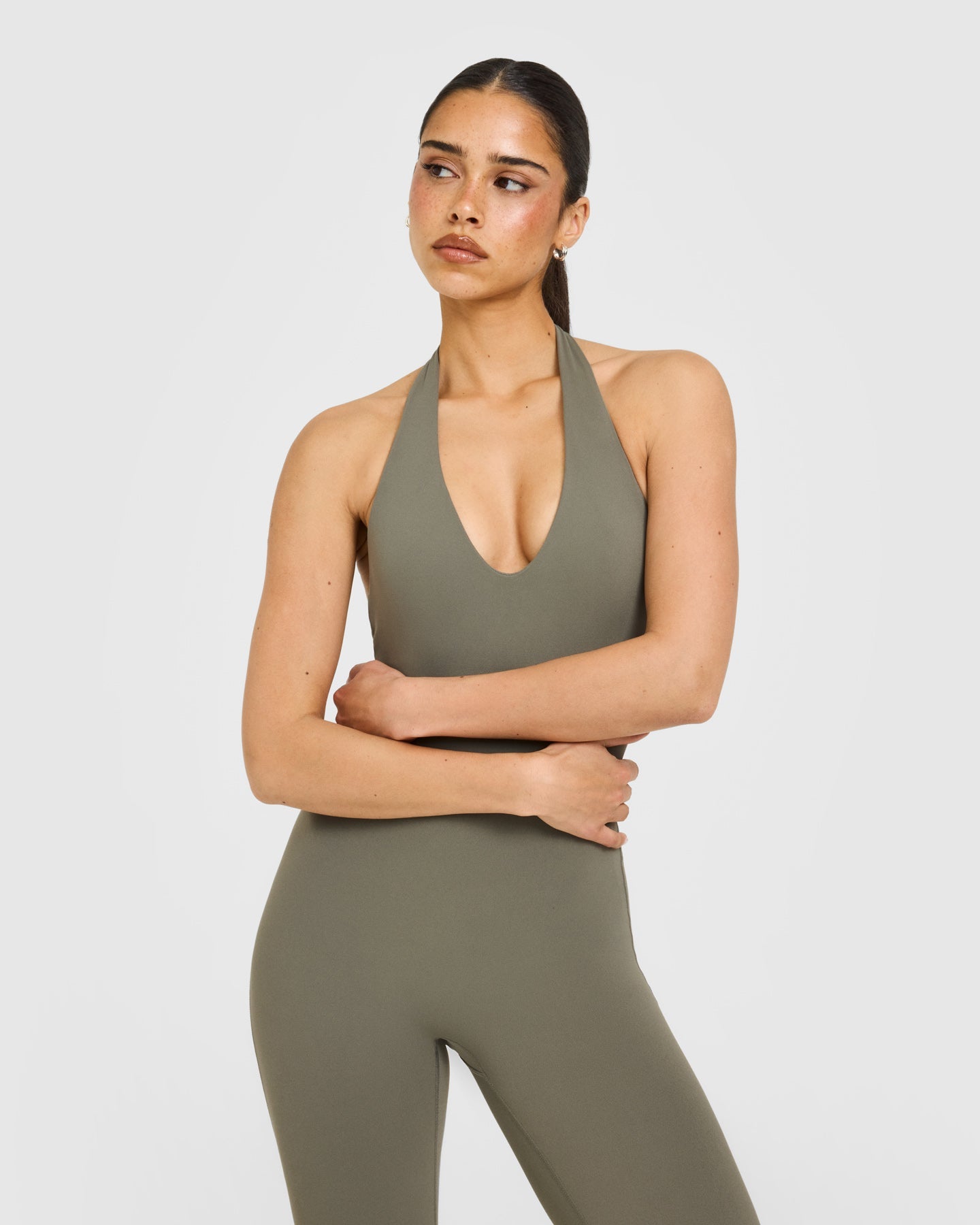SoftMotion Halter Neck All In One Long with White Logo | Alpine Green - Image 5