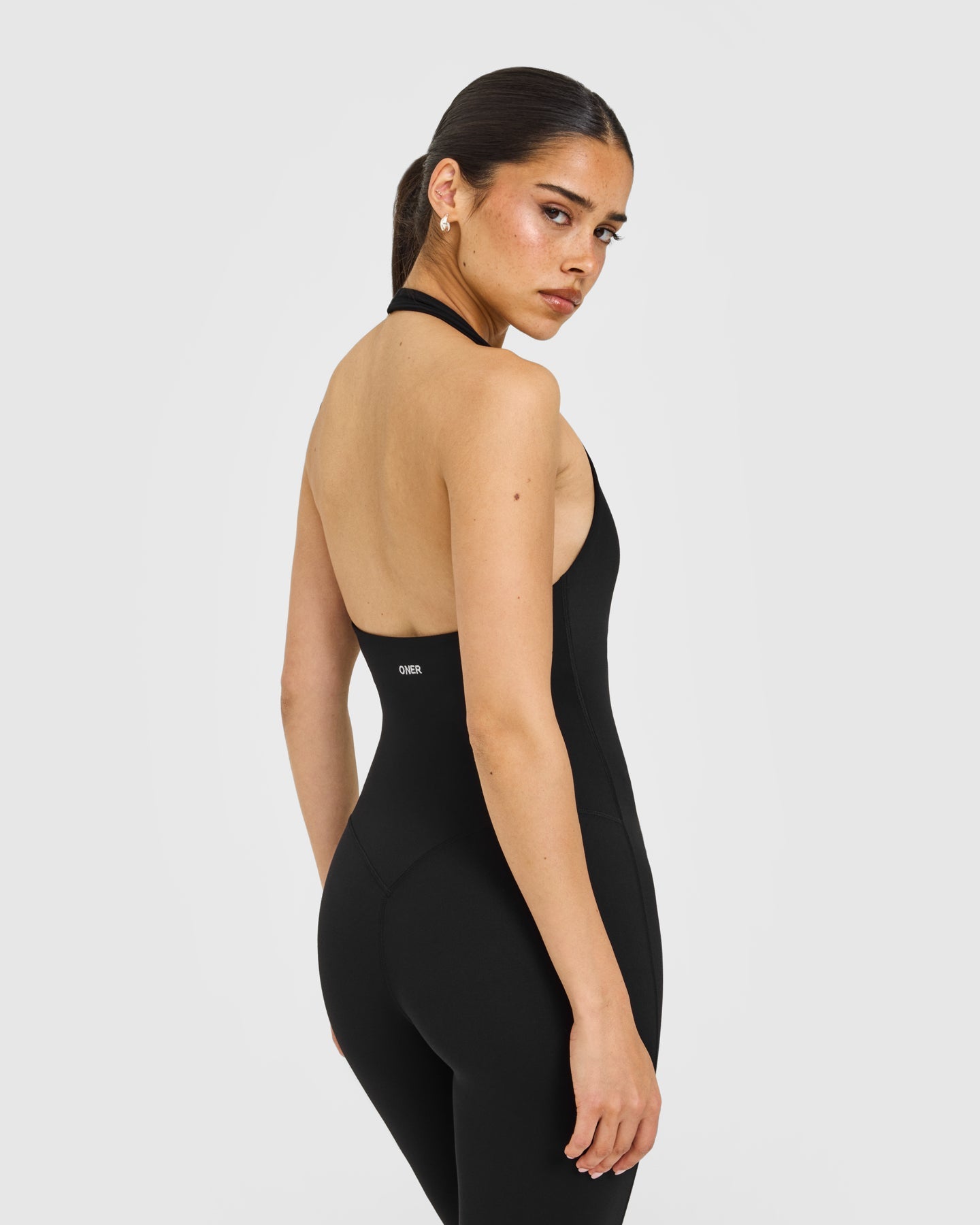SoftMotion Halter Neck All In One Long with White Logo | Black - Image 4