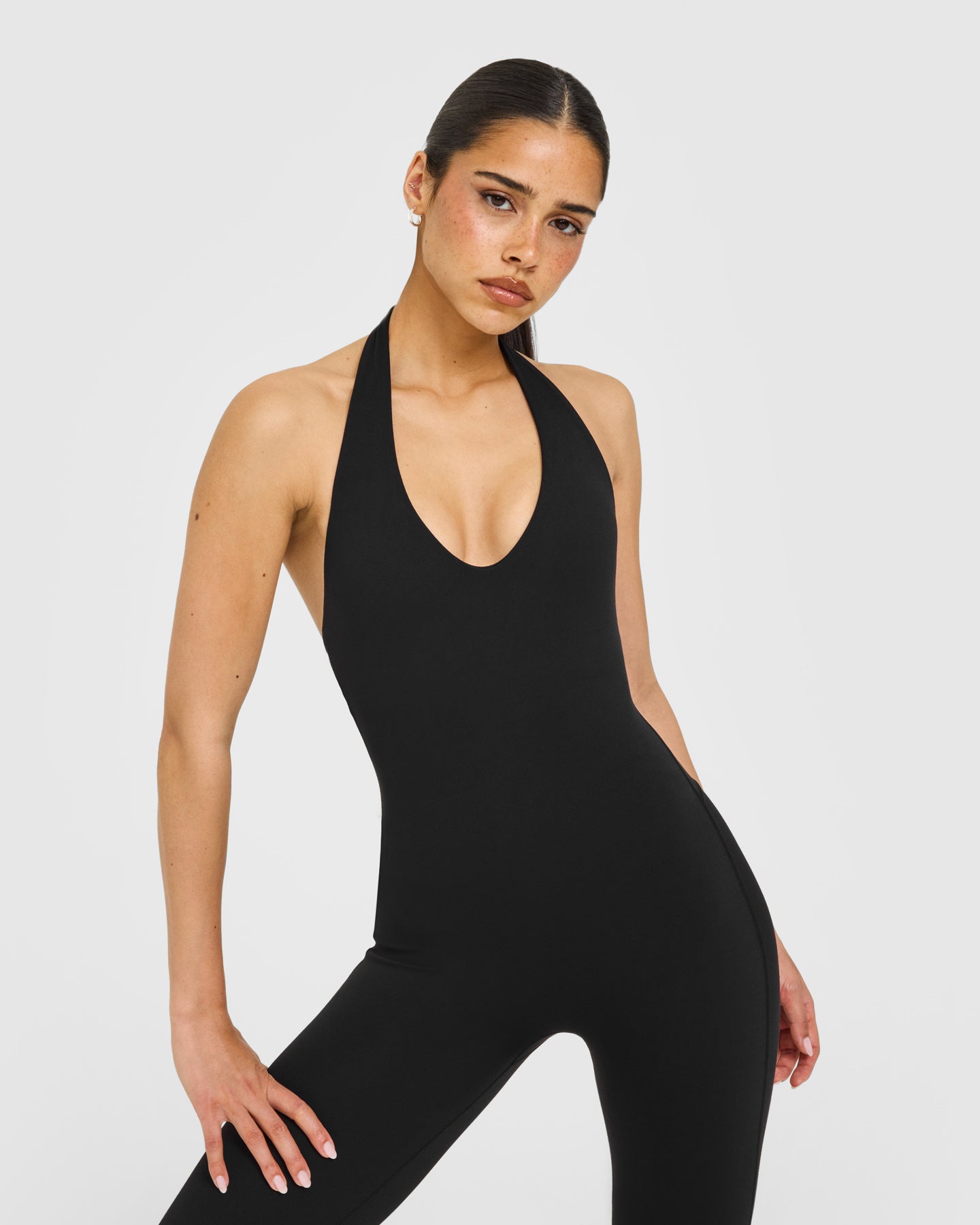 SoftMotion Halter Neck All In One Long with White Logo | Black - Image 5