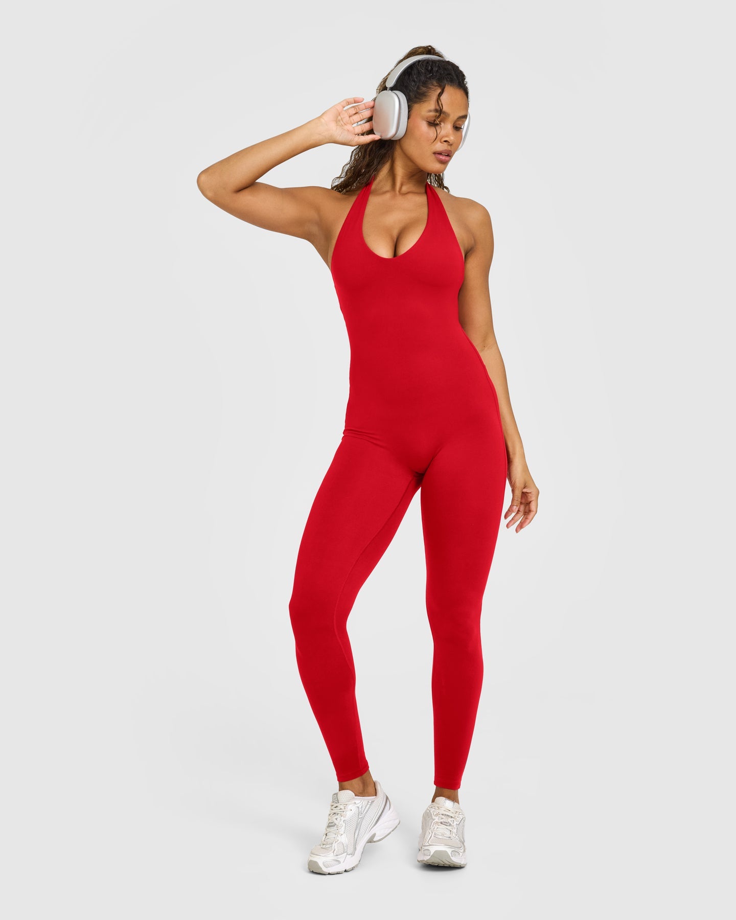 SoftMotion Halter Neck All In One Long with White Logo | Light Toasted Red - Image 3