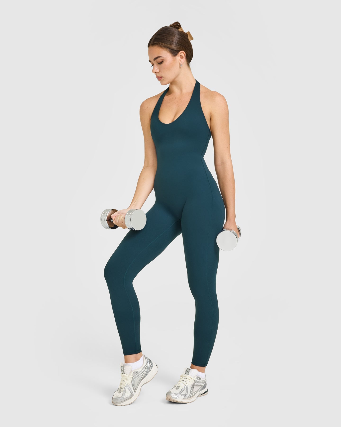 SoftMotion Halter Neck All In One Long with White Logo | Oil Blue - Image 3
