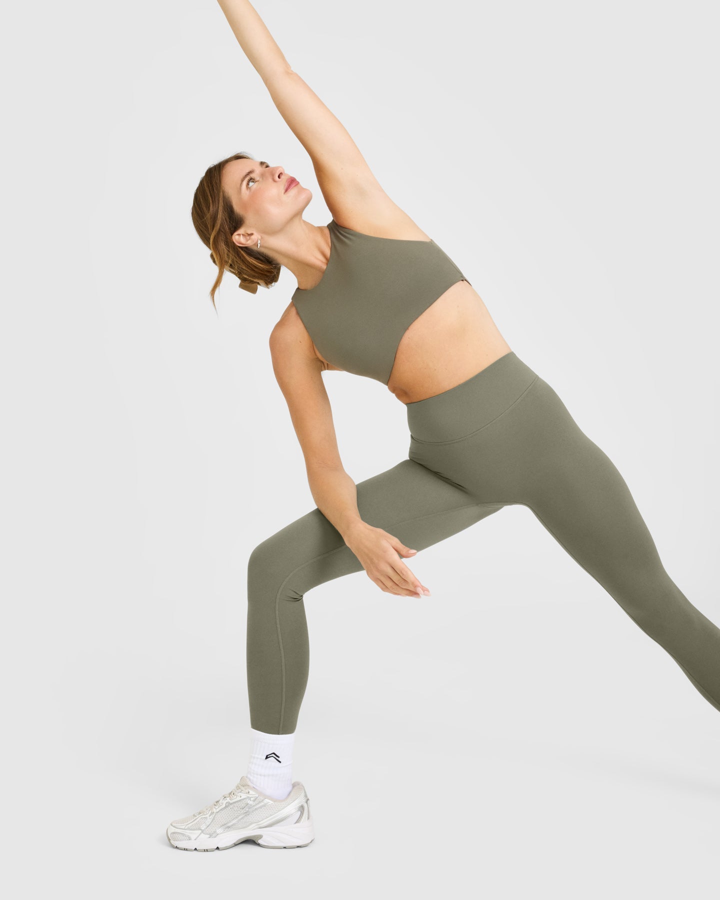 SoftMotion High Neck Sports Bra with White Logo | Alpine Green - Image 6