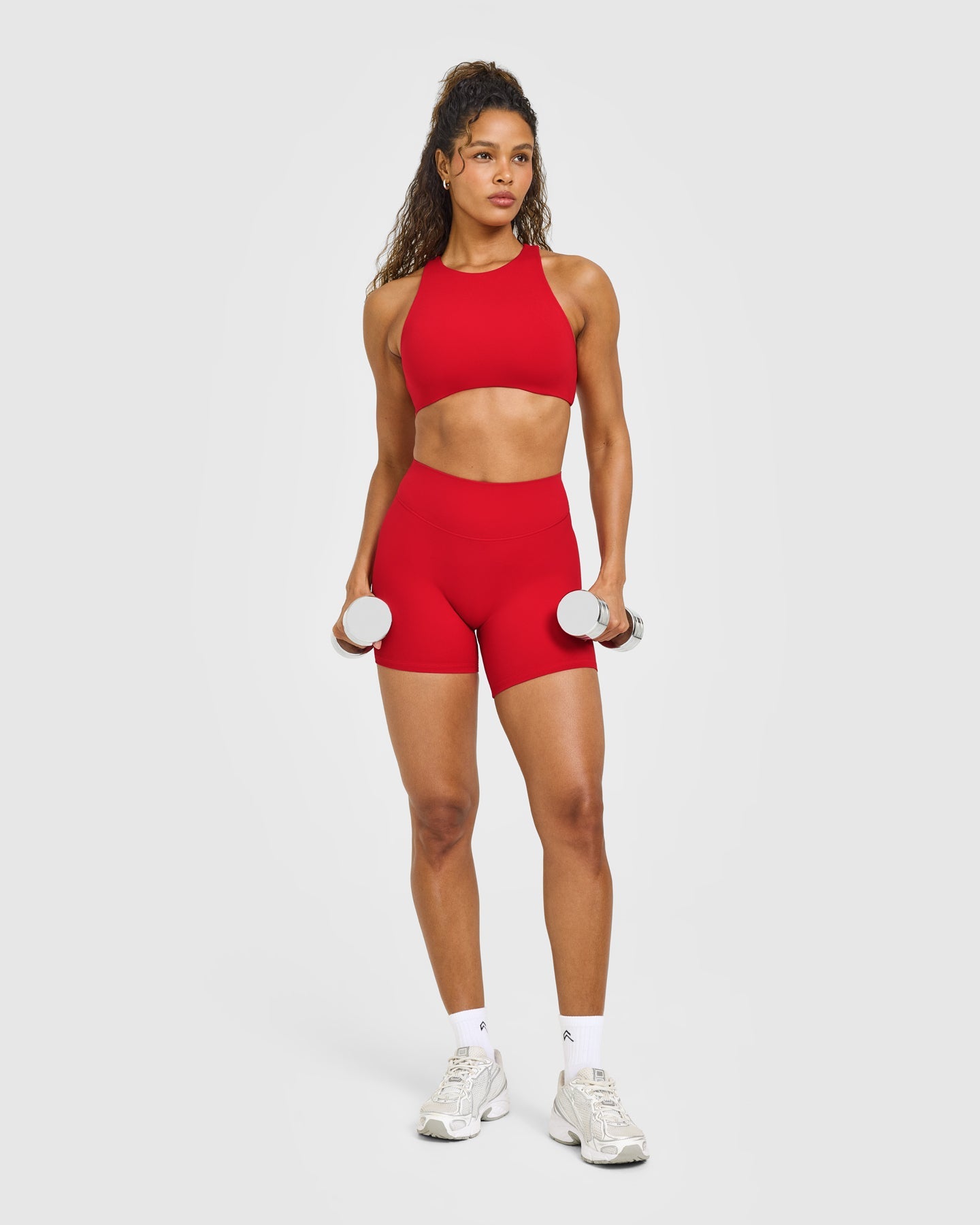 SoftMotion High Neck Sports Bra with White Logo | Light Toasted Red - Image 3