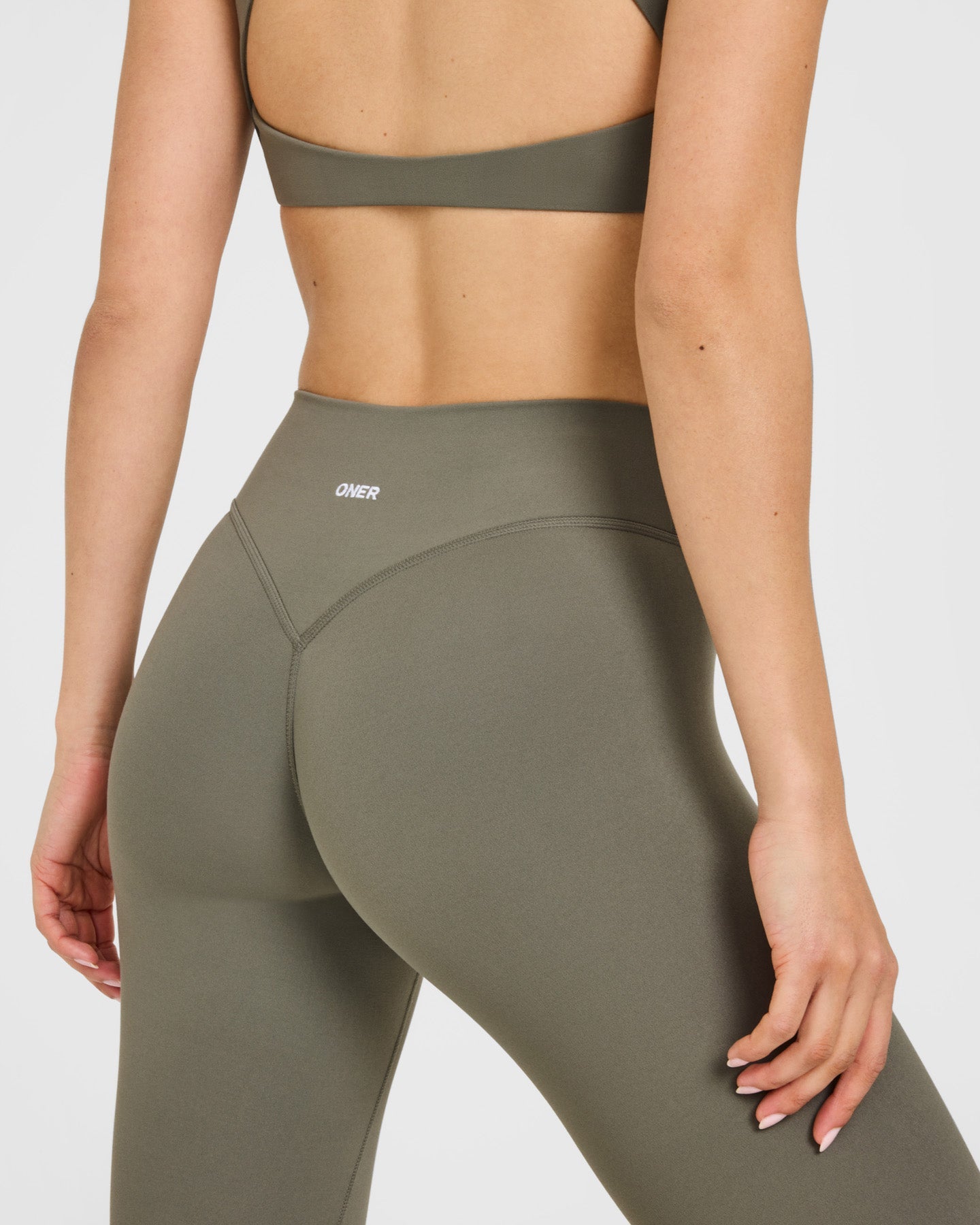 SoftMotion High Waisted Leggings with White Logo | Alpine Green - Image 4
