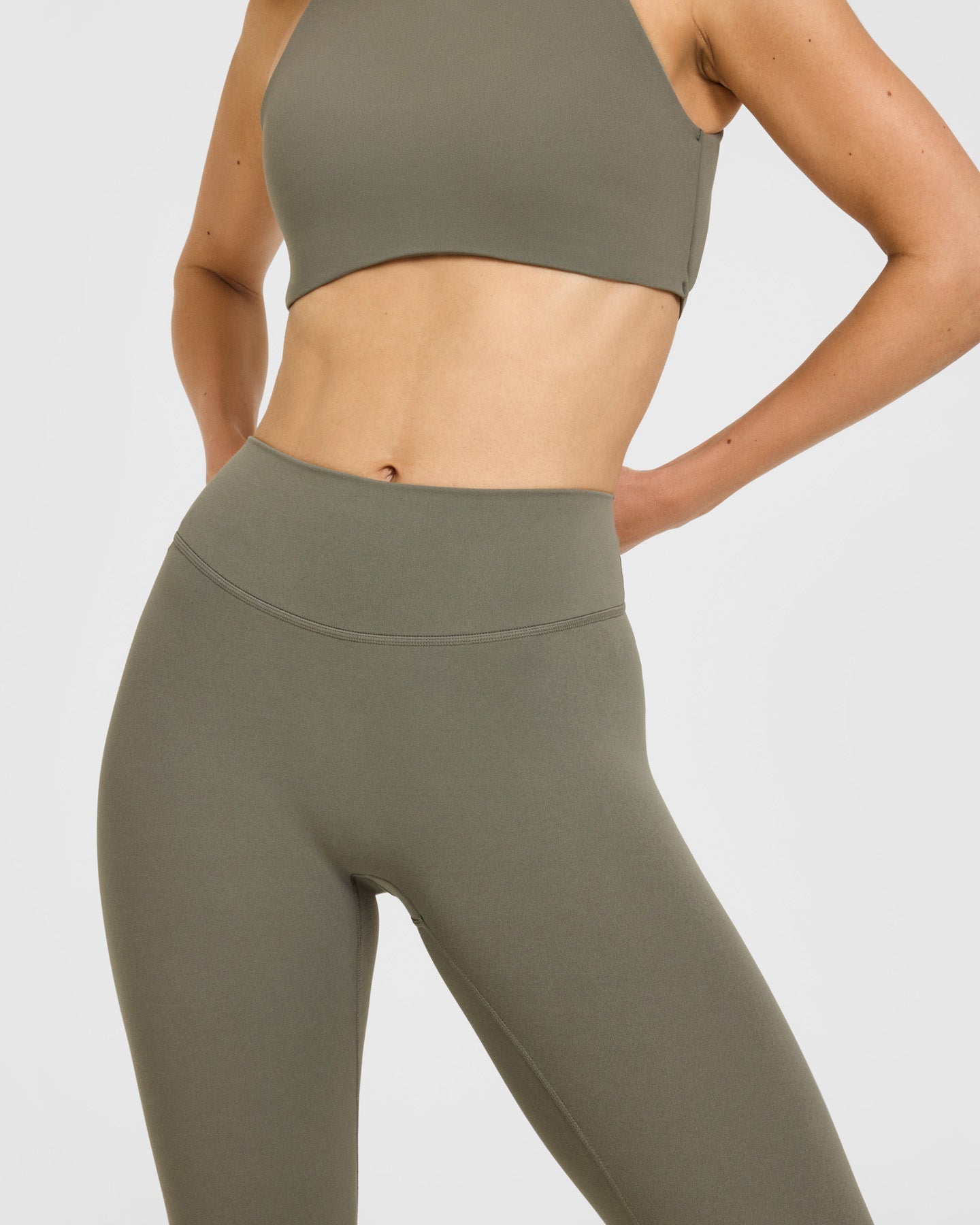 SoftMotion High Waisted Leggings with White Logo | Alpine Green - Image 5