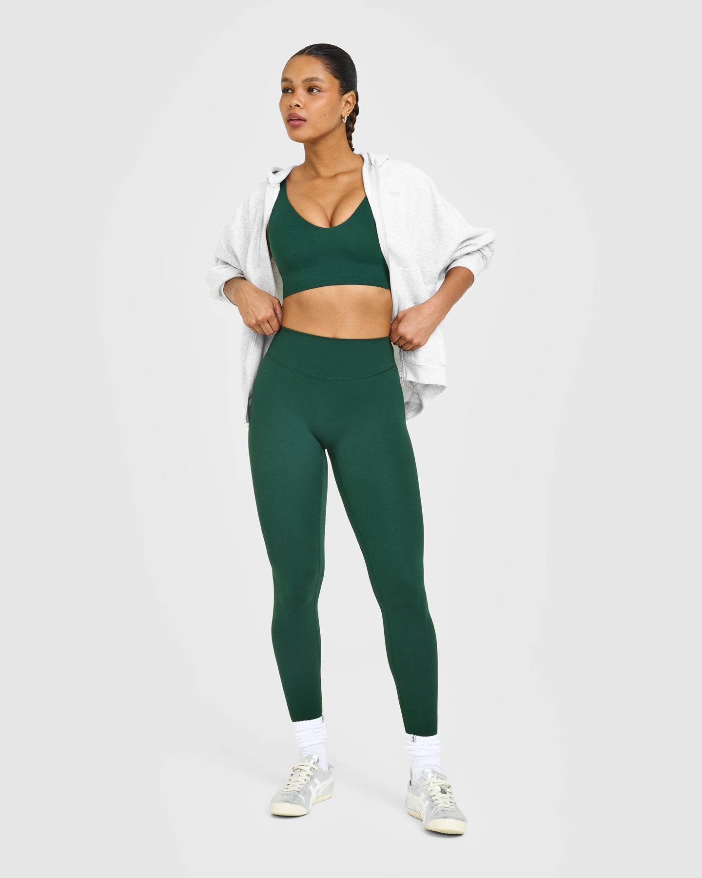 SoftMotion High Waisted Leggings with White Logo | Dark Racing Green - Image 3