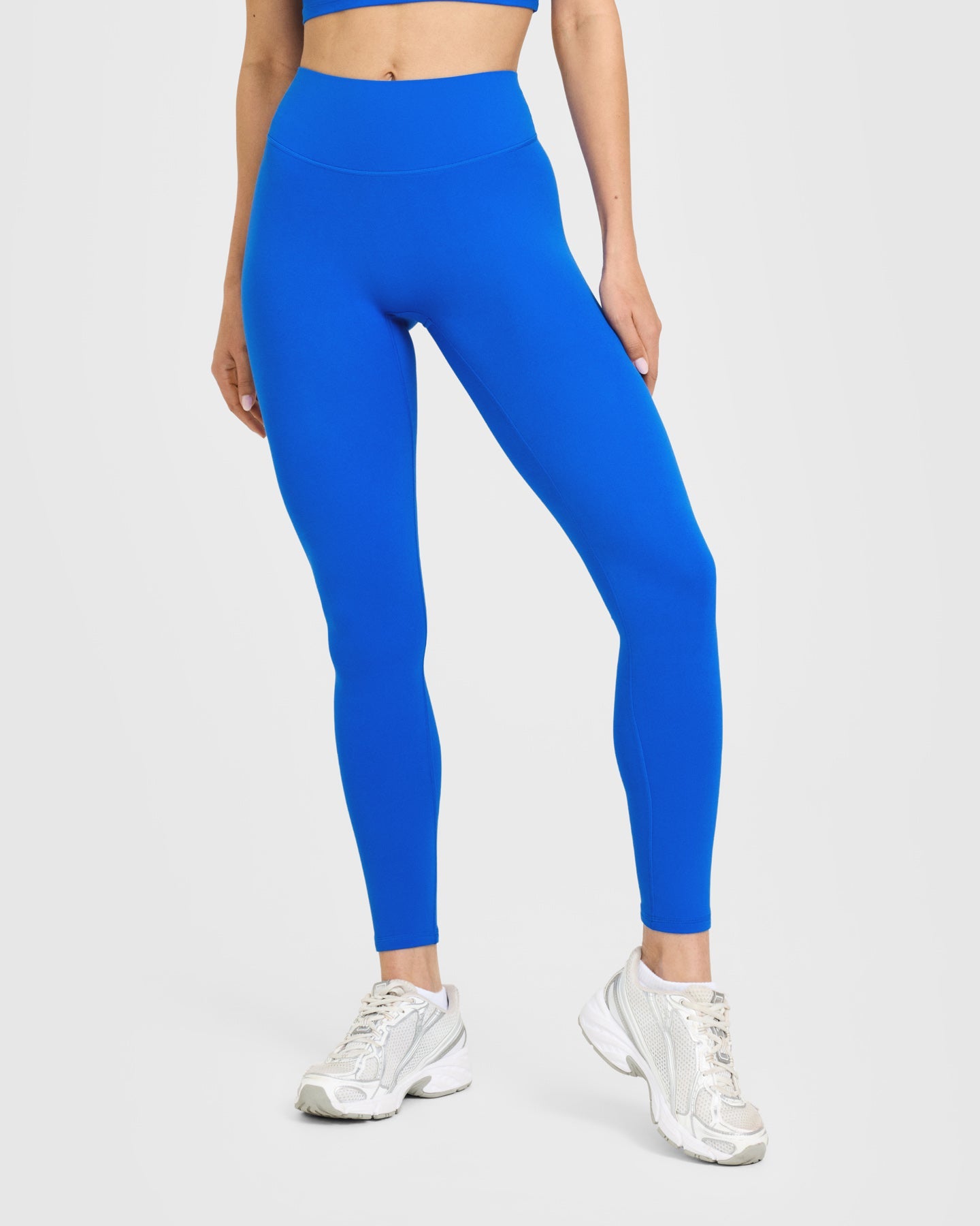 Alternative view of SoftMotion High Waisted Leggings with White Logo | Light Cobalt Blue