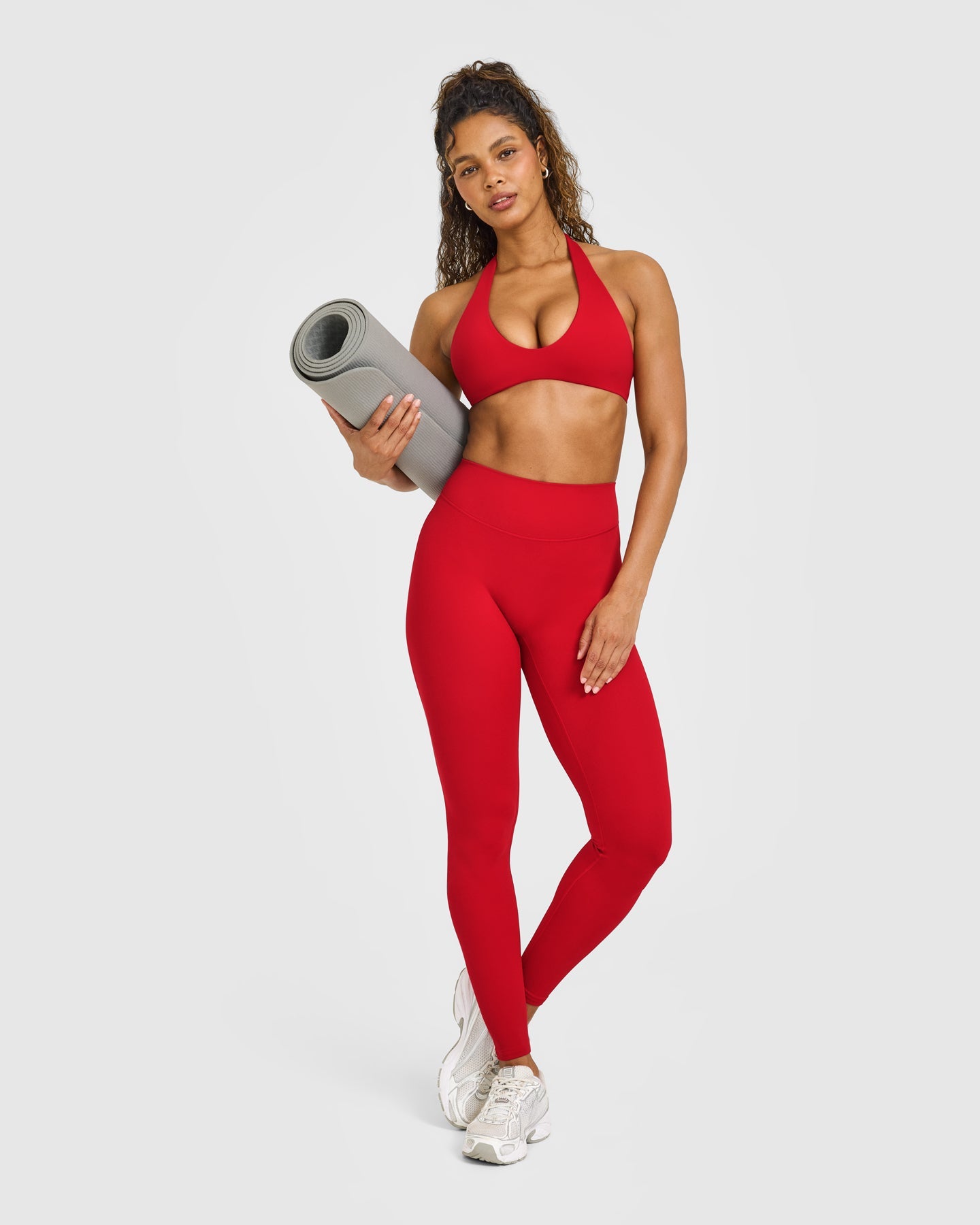SoftMotion High Waisted Leggings with White Logo | Light Toasted Red - Image 3