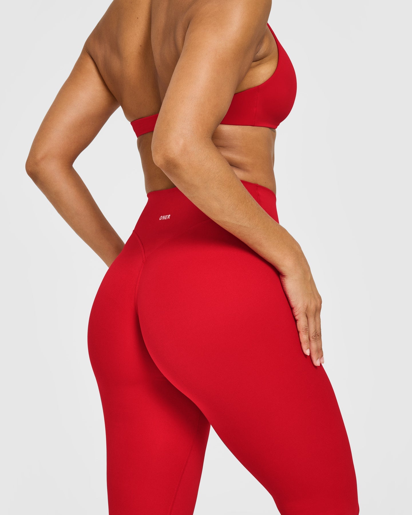 SoftMotion High Waisted Leggings with White Logo | Light Toasted Red - Image 4